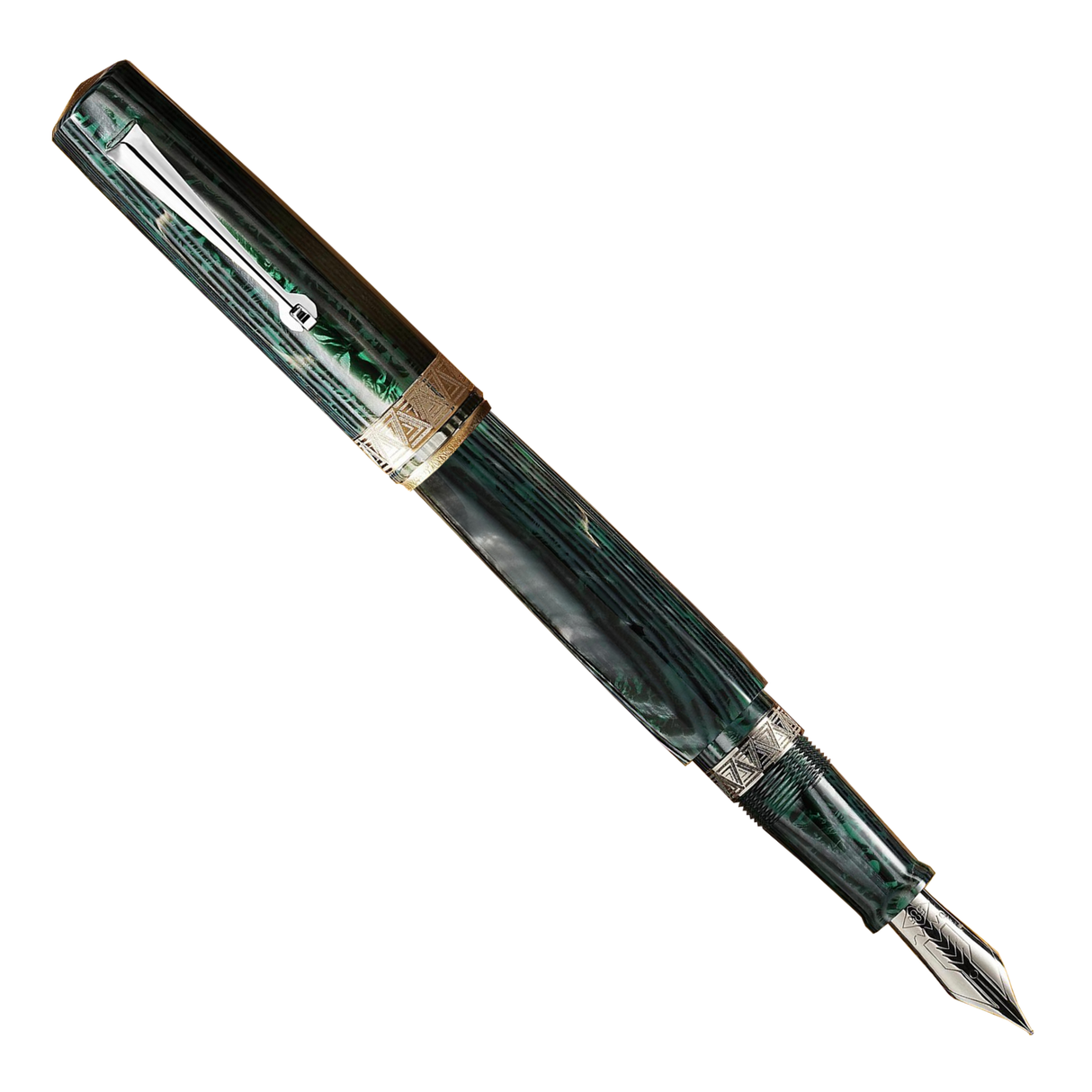 OMAS Paragon Arco Verde Celluloid Silver Trim Fountain Pen