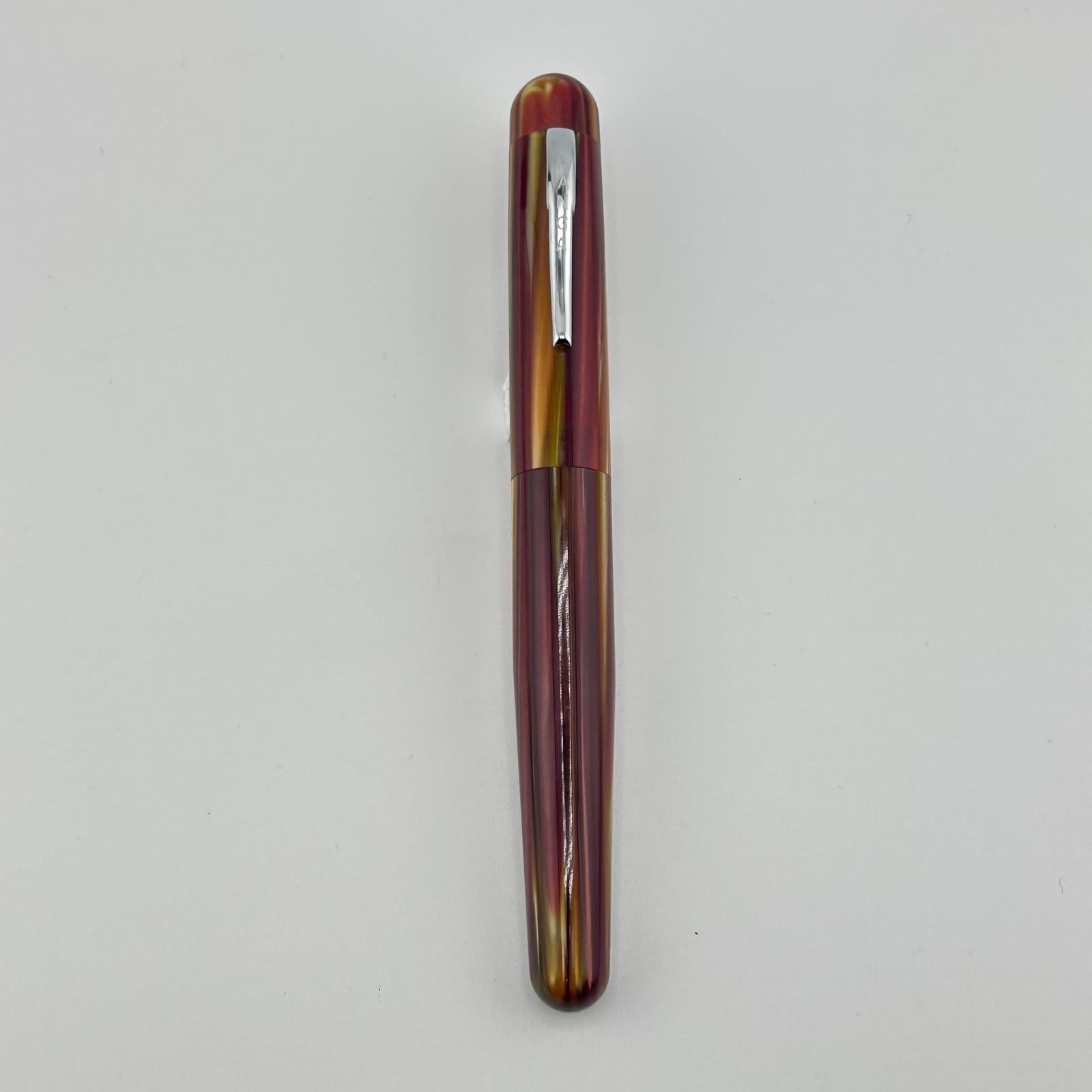 Ranga Pen India Rond Shape Beautiful Red and Brown Marble - Fountain Pen