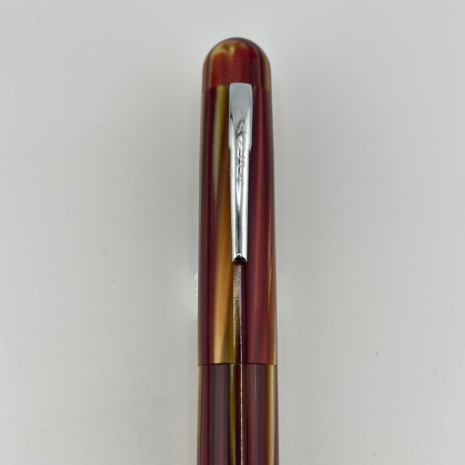 Ranga Pen India Rond Shape Beautiful Red and Brown Marble - Fountain Pen