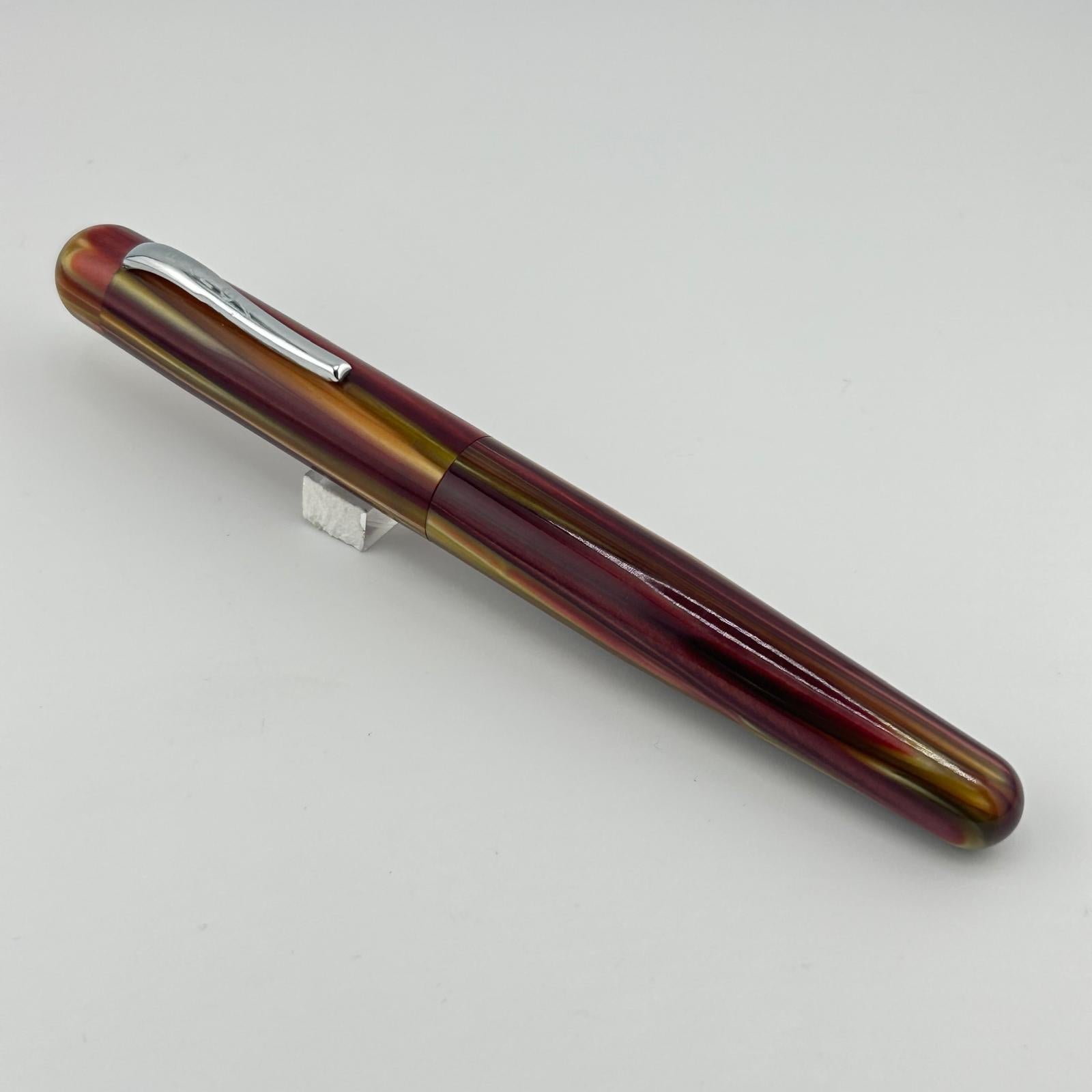 Ranga Pen India Rond Shape Beautiful Red and Brown Marble - Fountain Pen