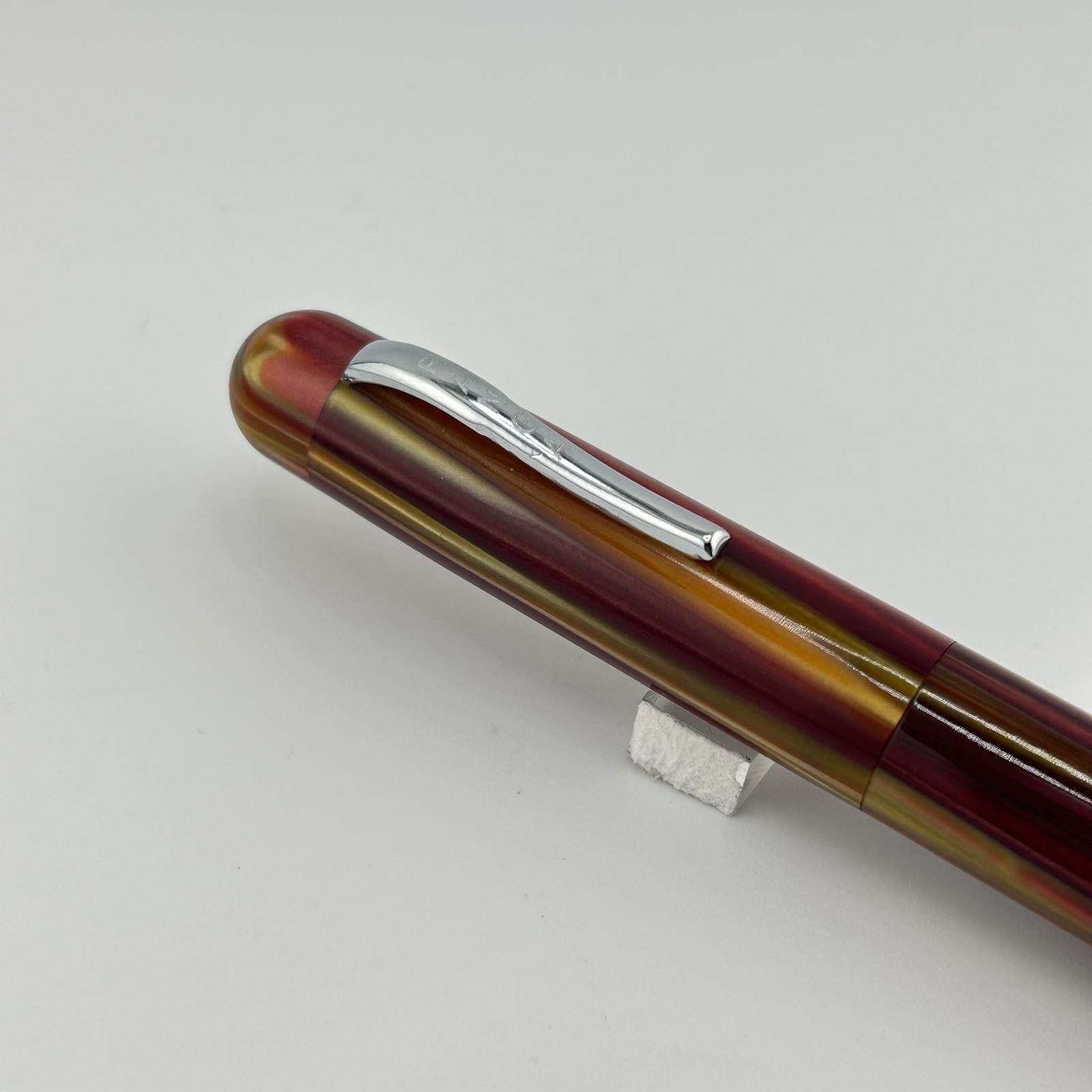 Ranga Pen India Rond Shape Beautiful Red and Brown Marble - Fountain Pen