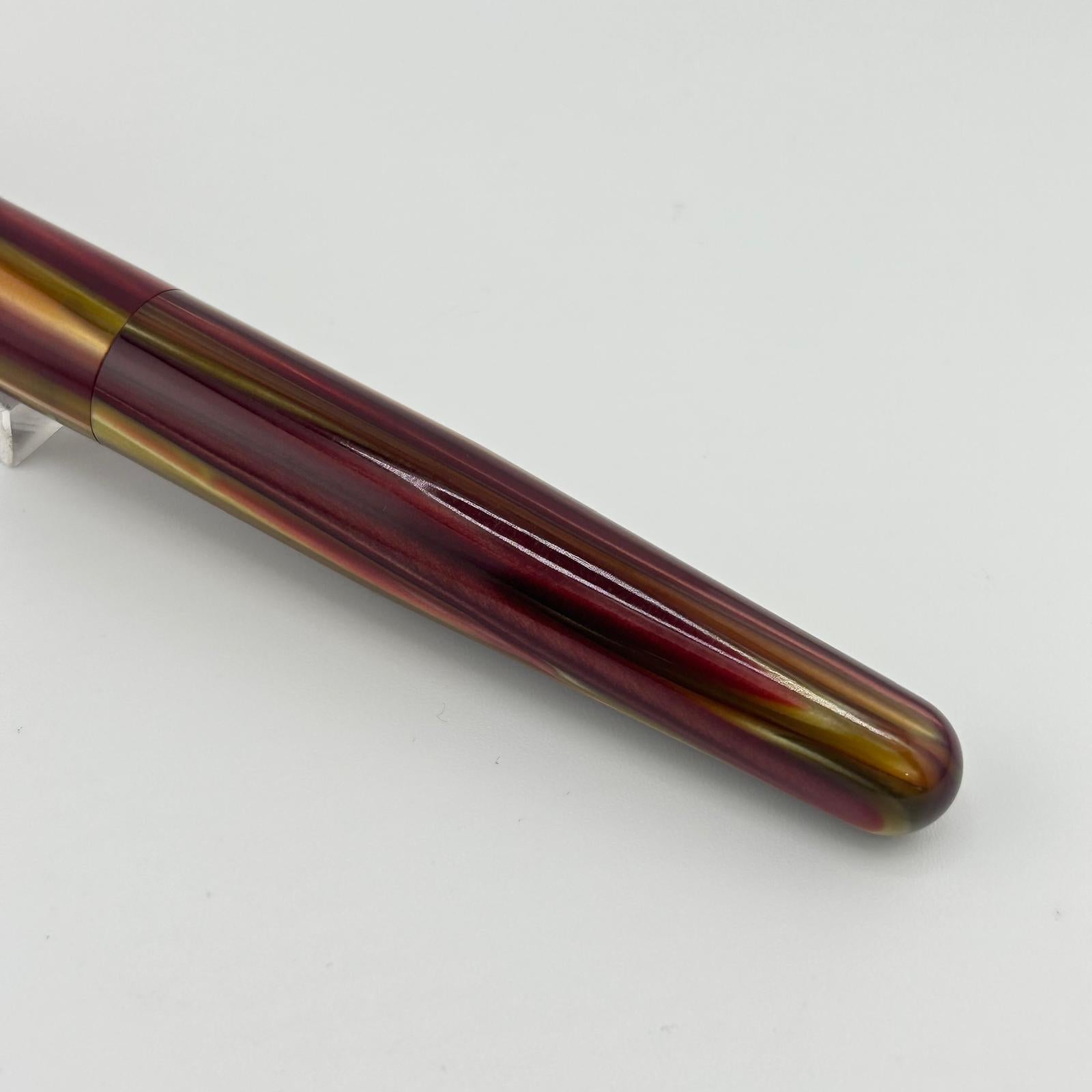 Ranga Pen India Rond Shape Beautiful Red and Brown Marble - Fountain Pen