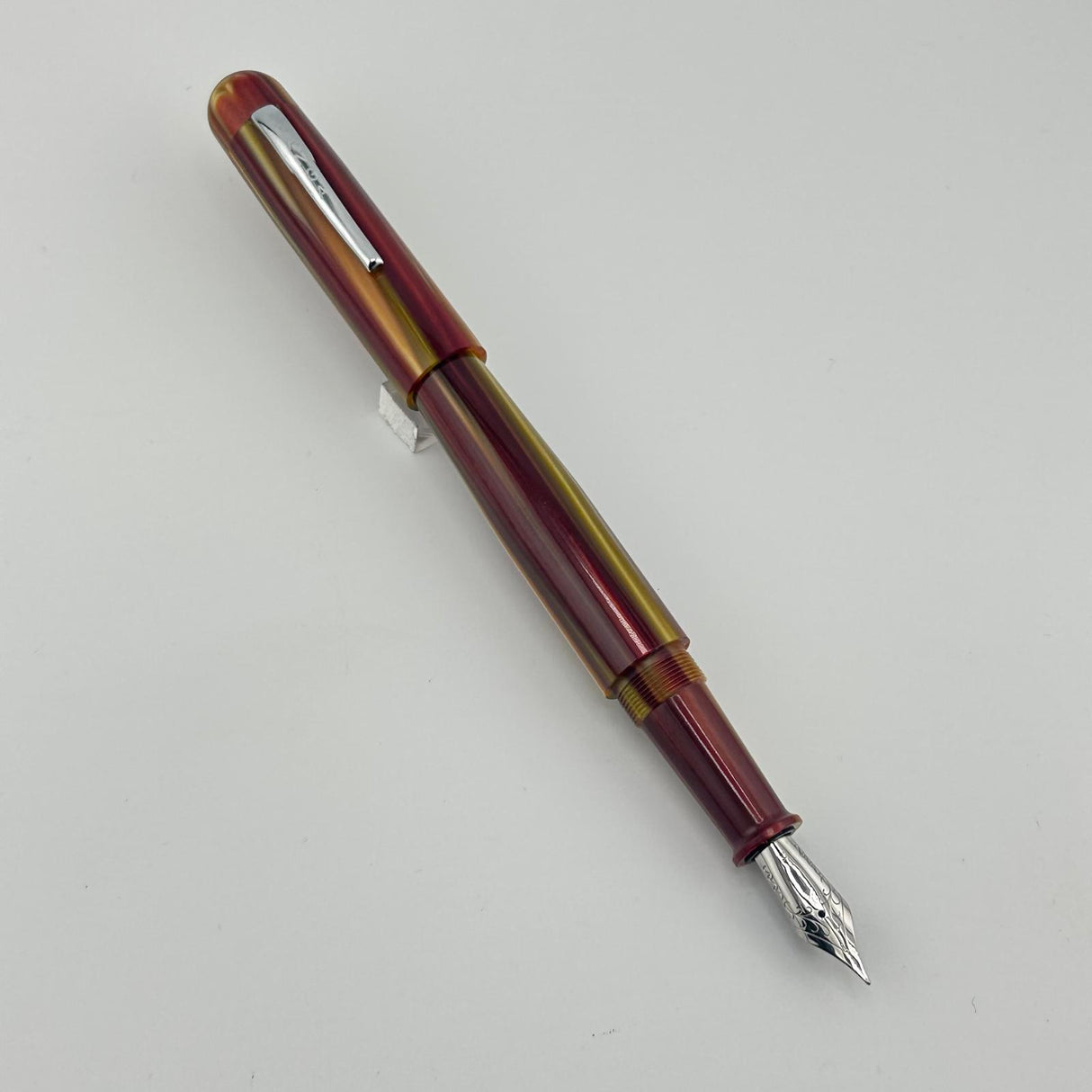 Ranga Pen India Rond Shape Beautiful Red and Brown Marble - Fountain Pen