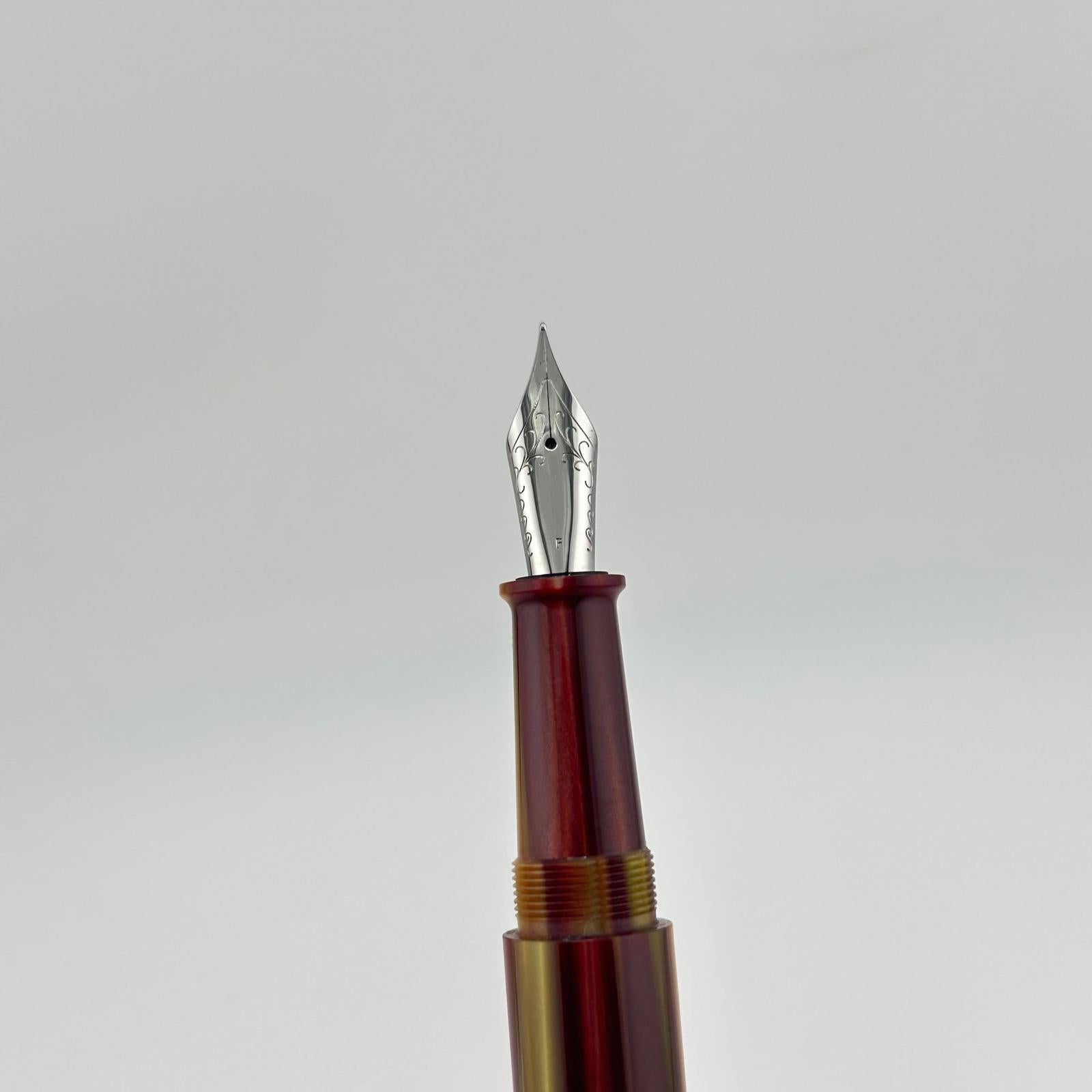 Ranga Pen India Rond Shape Beautiful Red and Brown Marble - Fountain Pen