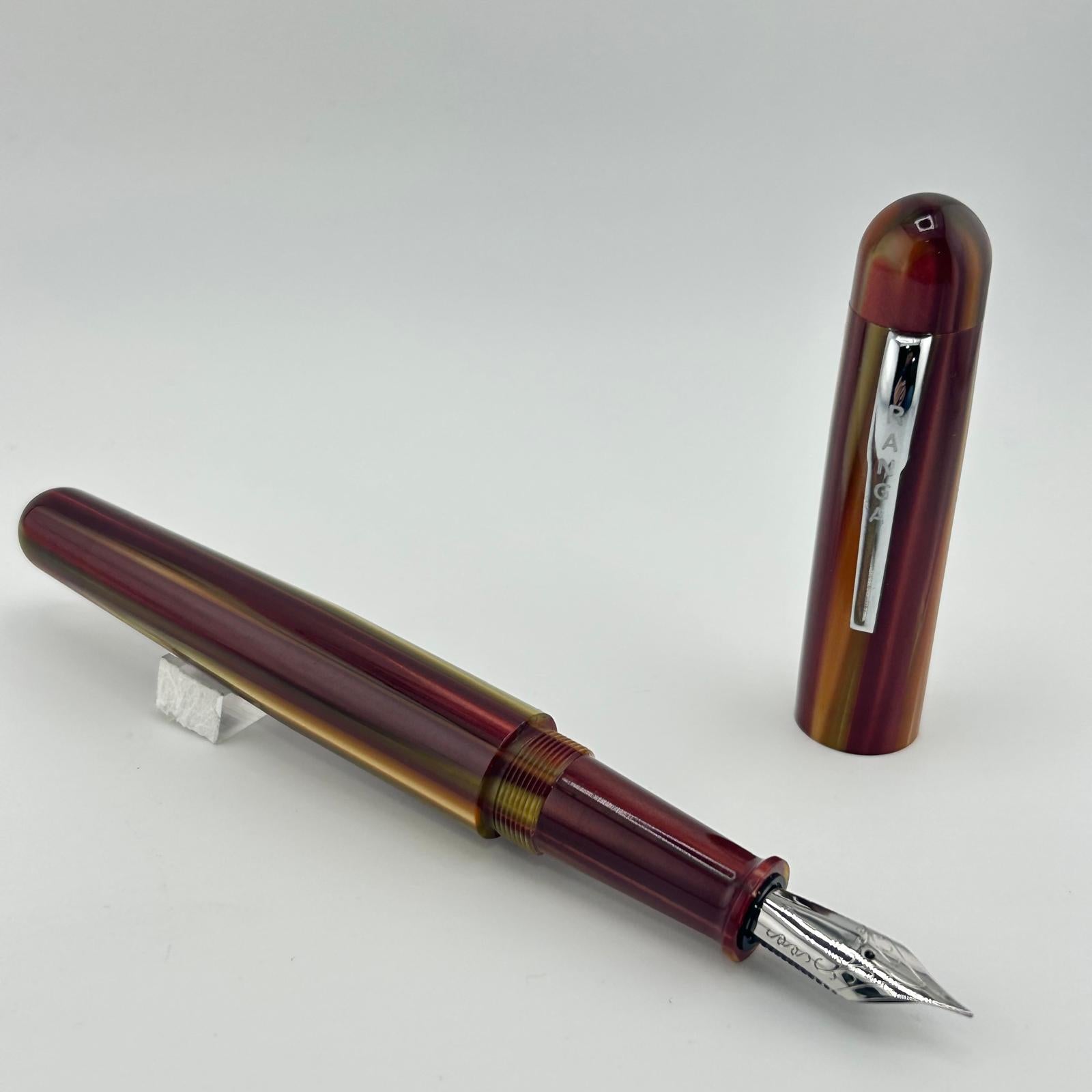 Ranga Pen India Rond Shape Beautiful Red and Brown Marble - Fountain Pen