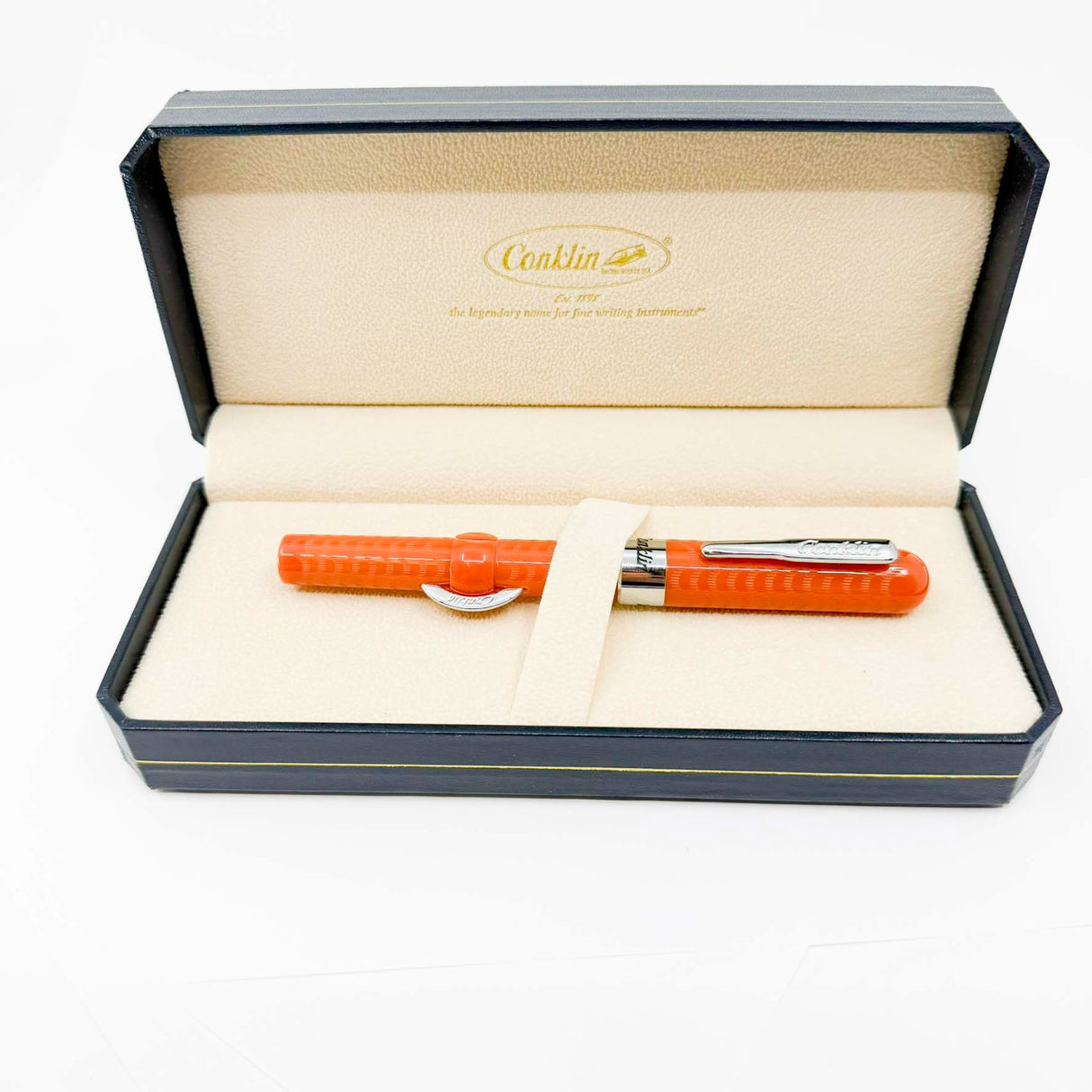 Conklin Orange CoralChased Crescent Filler " Mark Twain " - Fountain Pen