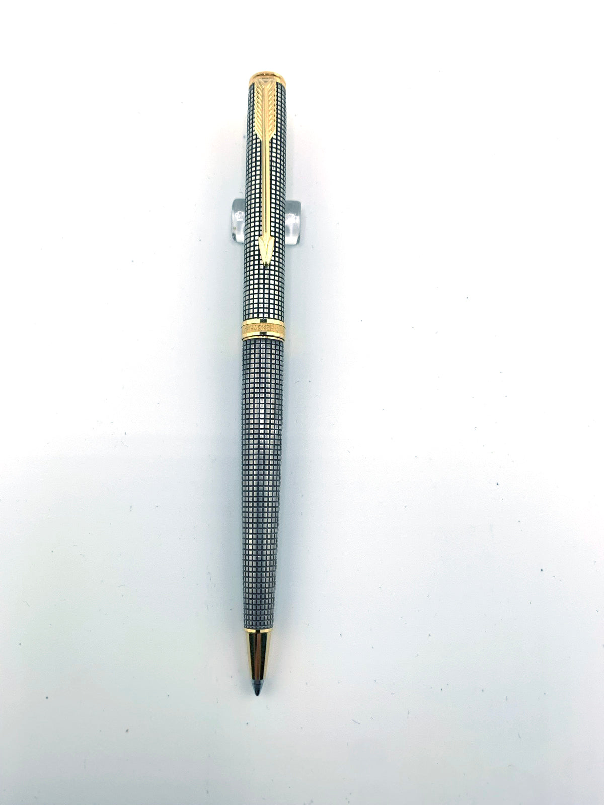 Parker Premier Sterling Silver Cisele Cross Hatch Ballpoint Pen - Circa 1980's