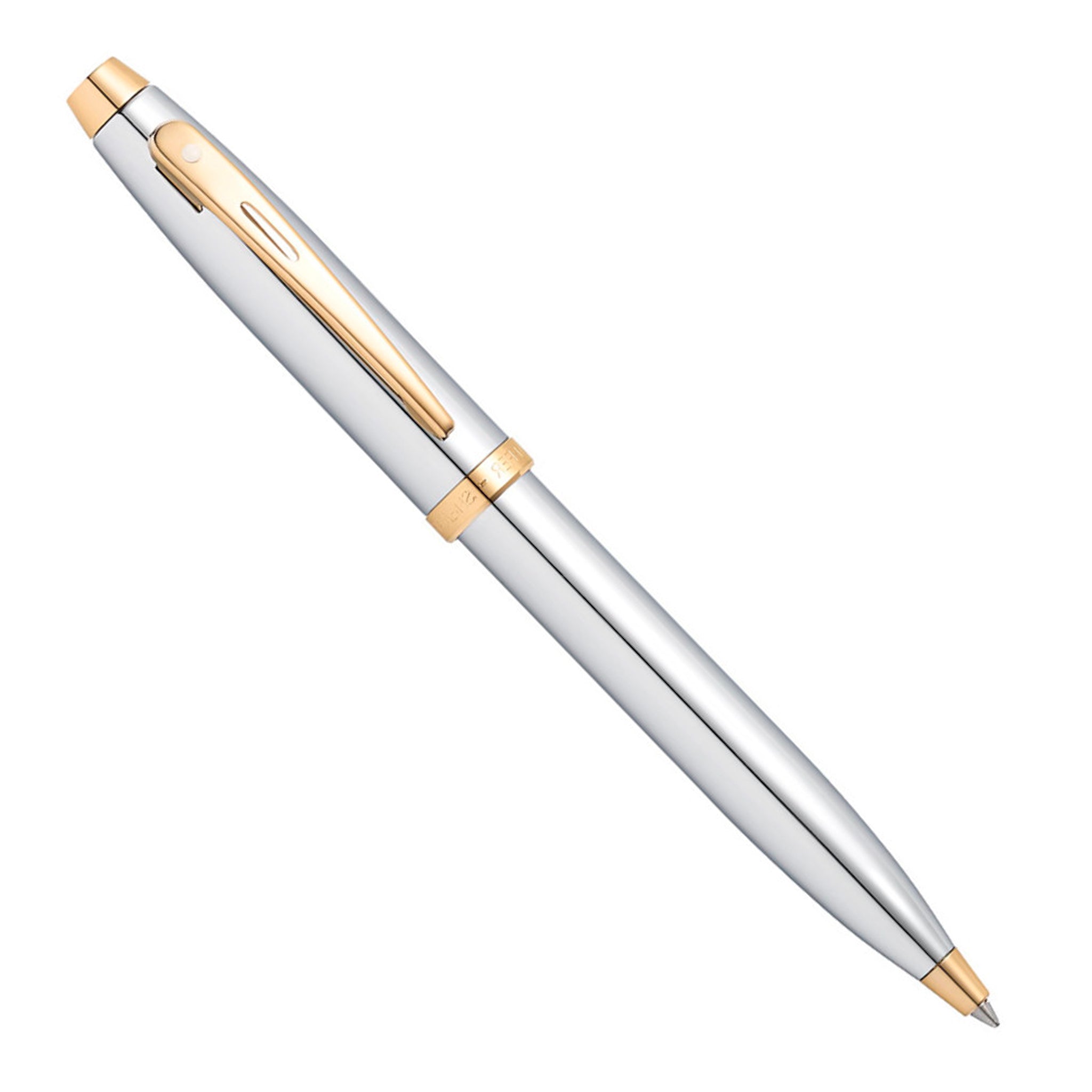 Sheaffer 100 Bright Chrome w/Gold Trim - Ballpoint