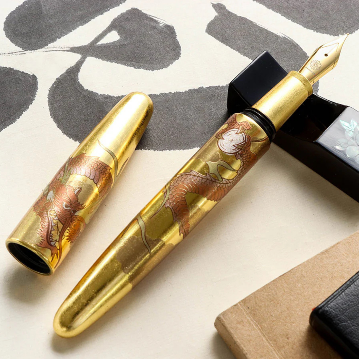 Wancher Dream Pen Rising Sun Maki-e Dragon Fountain Pen