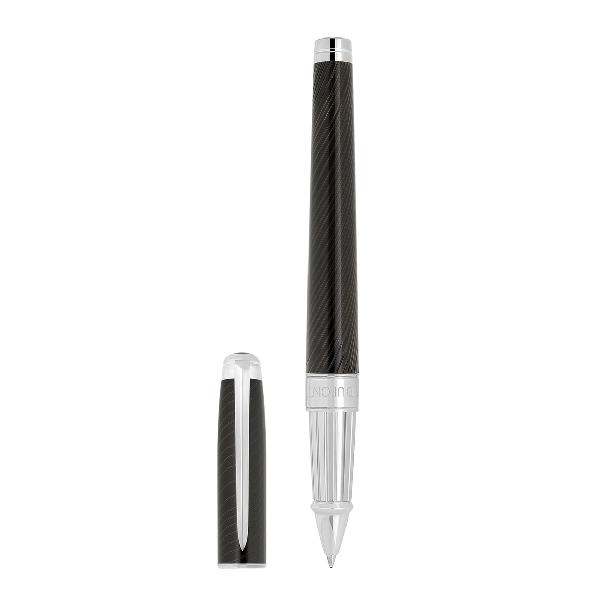 S.T. Dupont Mane Guilloche Line D Eternity Large Black & Palladium Rollerball Pen Collection