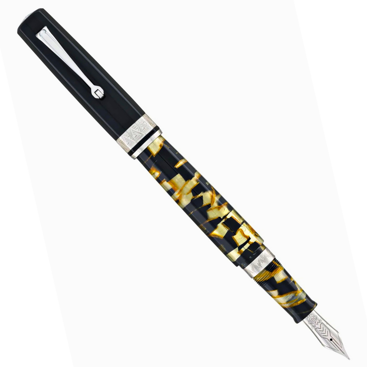 OMAS Paragon Lucen Black Lucen with Silver Trim - Fountain Pen