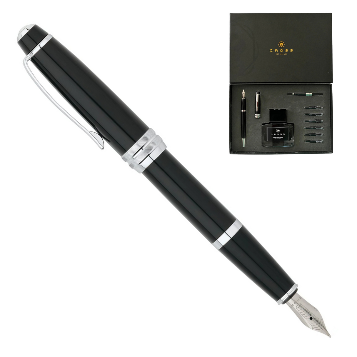 Cross Bailey Fountain Pen Set with Bottled Ink