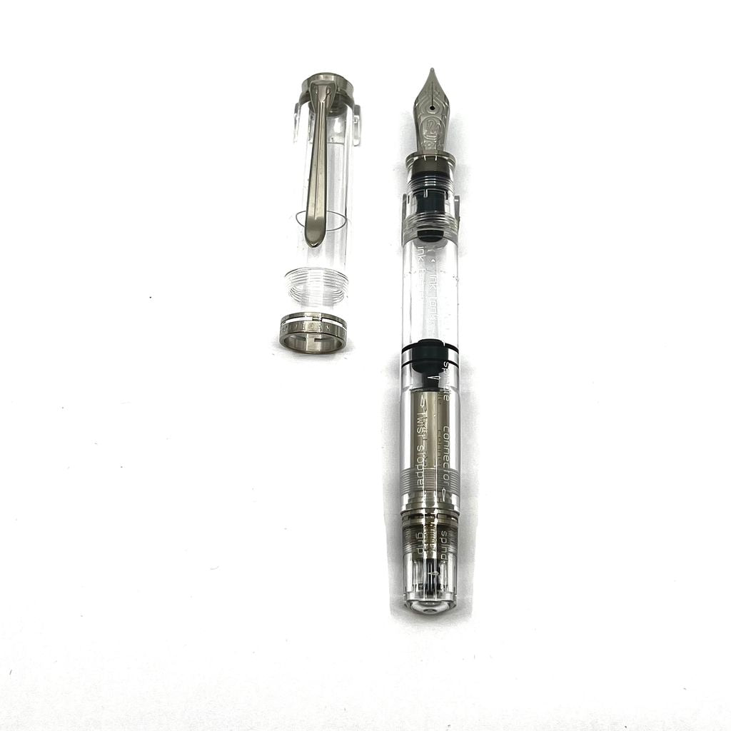 Pelikan M805 Clear Demonstrator Fountain Pen With Markings Of Pen Parts