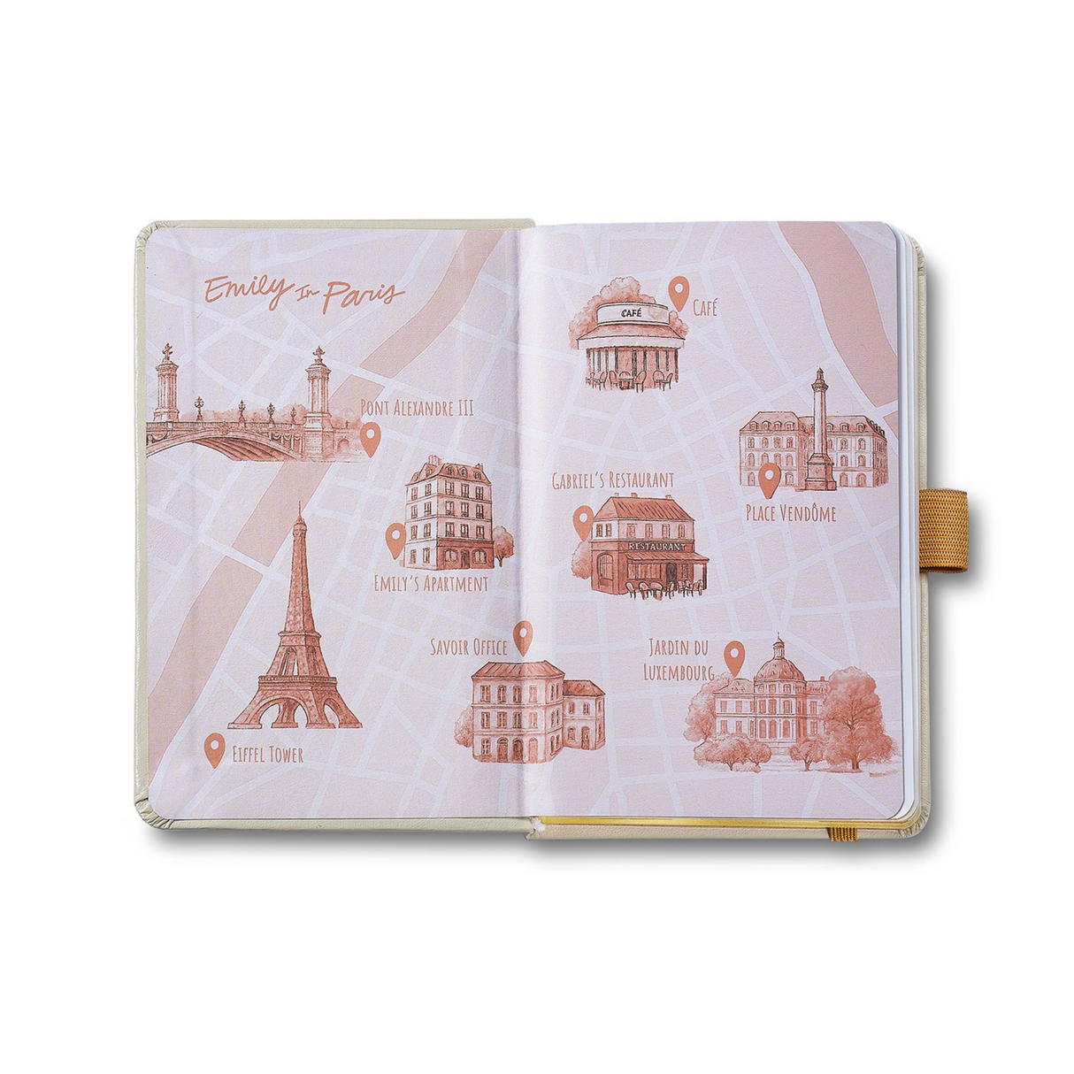 Sheaffer 100 Emily in Paris 9377 Champagne Gold Ballpoint Pen with Champagne Gold Trim and Hardbound Small Notebook - Gift Set