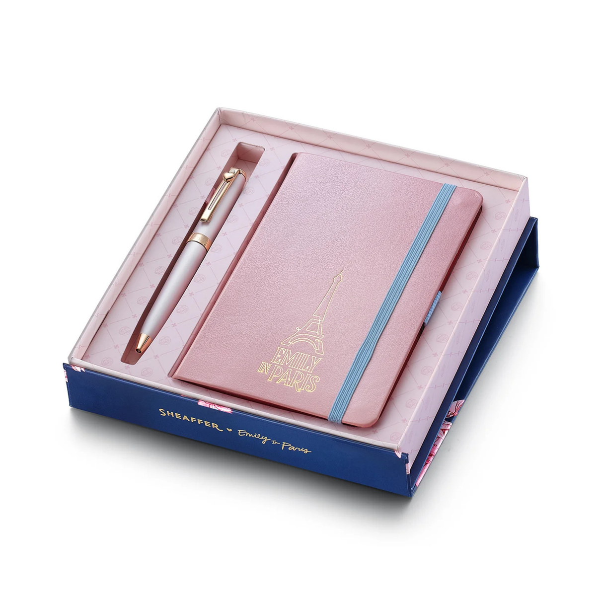 Sheaffer Prelude Mini 9810 Pastel Pink Ballpoint Pen with Swarovski Crystal and Small Hardbound Notebook Gift Set