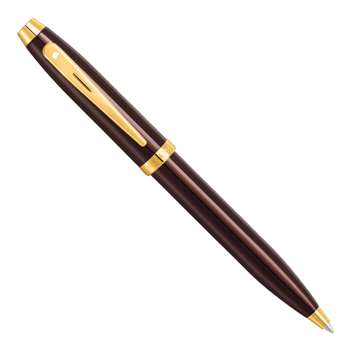 Sheaffer 100 Coffee Brown w/PVD Gold Trim - Ballpoint