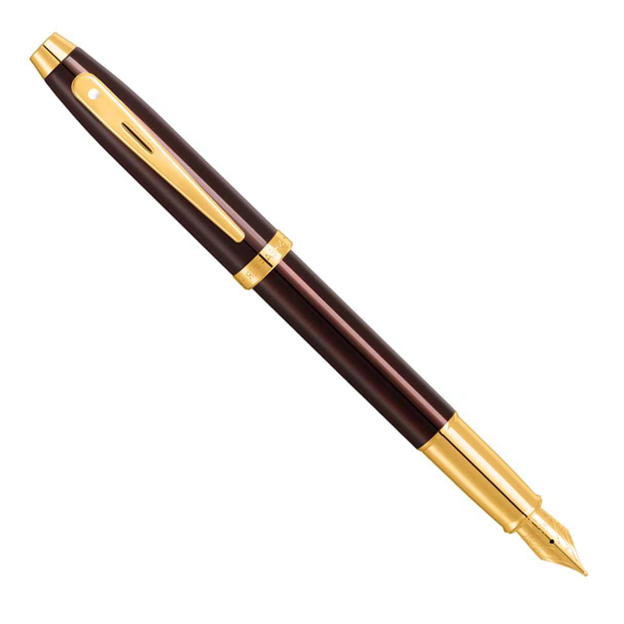 Sheaffer 100 Coffee Brown w/PVD Gold Trim - Fountain Pen