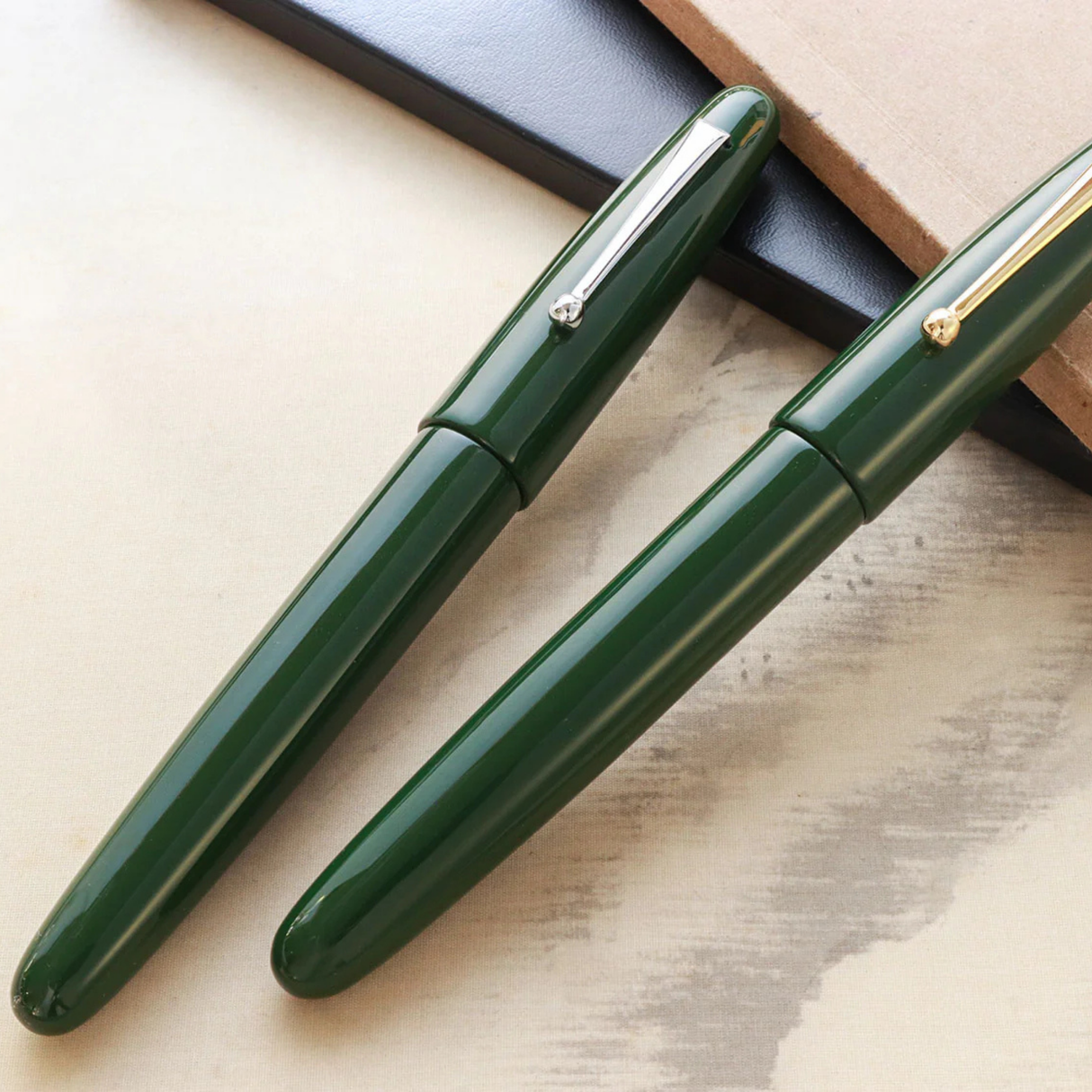 Wancher Dream Pen True Urushi Green w/ Gold Plated Clip Fountain Pen