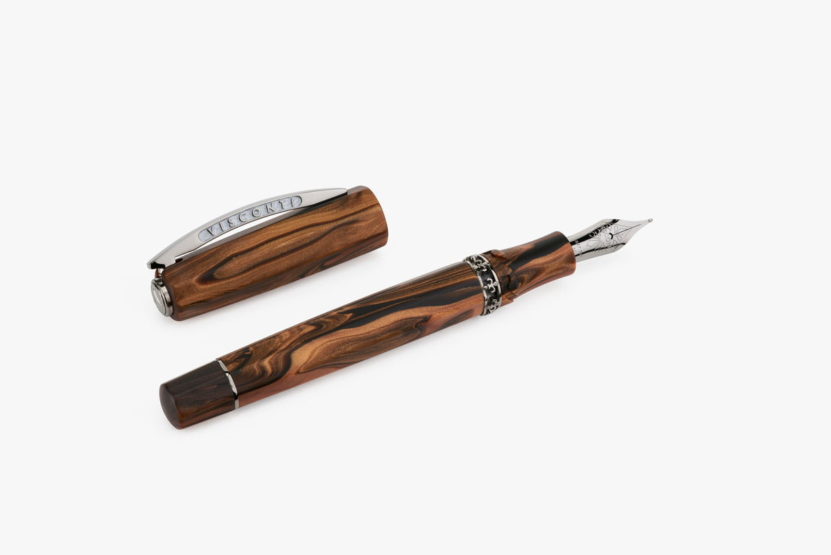 Visconti Medici Briarwood w/Ruthenium Trim - Fountain Pen
