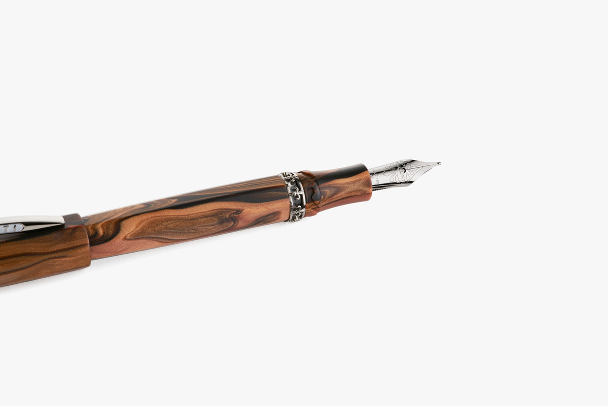 Visconti Medici Briarwood w/Ruthenium Trim - Fountain Pen