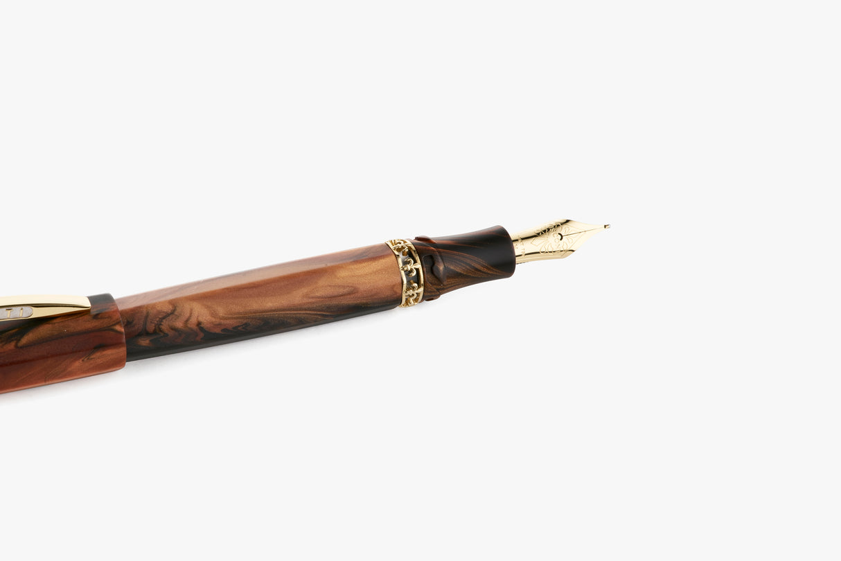Visconti Medici Briarwood w/Gold Trim - Fountain Pen