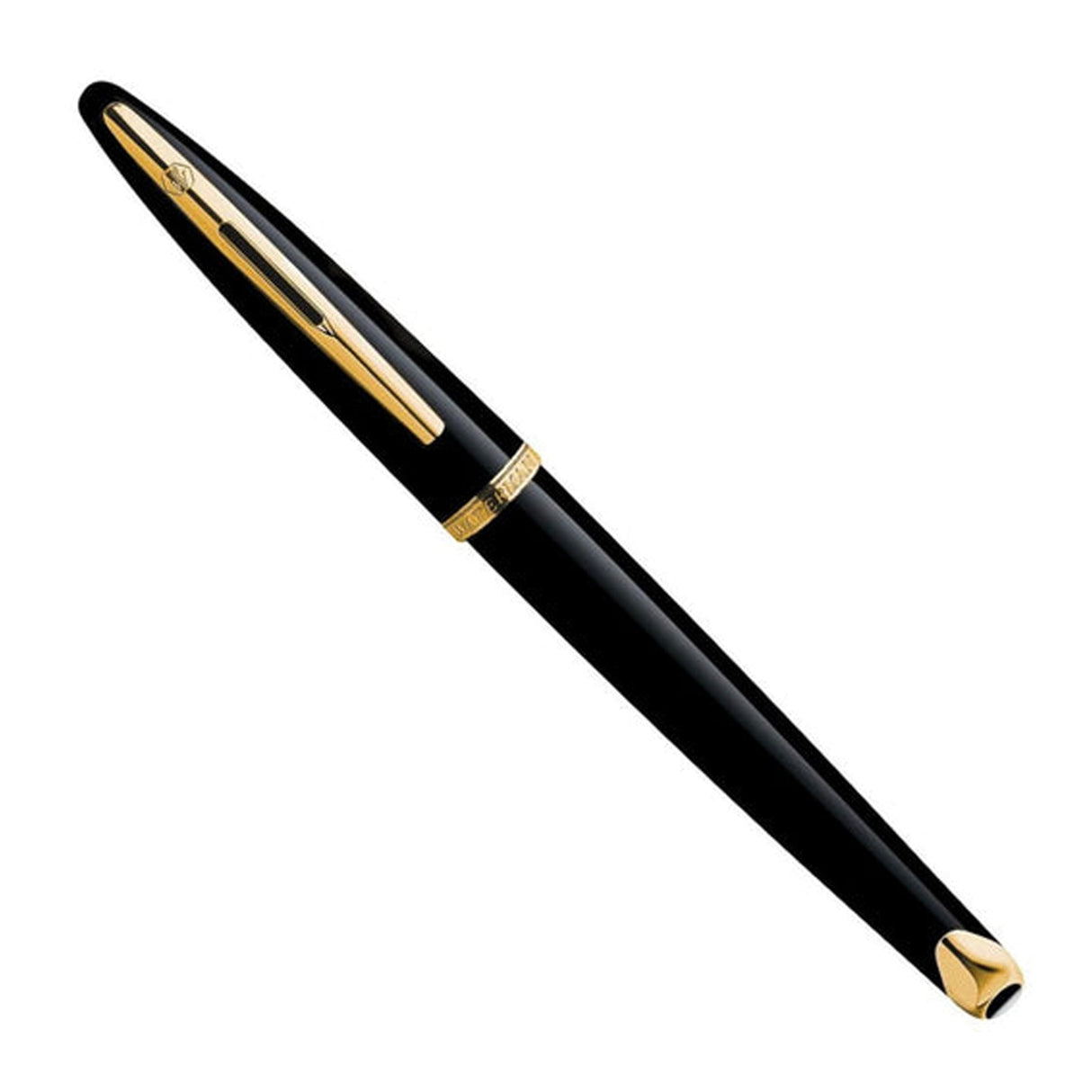 Waterman Carène Black Gold Trim Fountain Pen Medium Nib - Fountain Pen (18kt Nib)