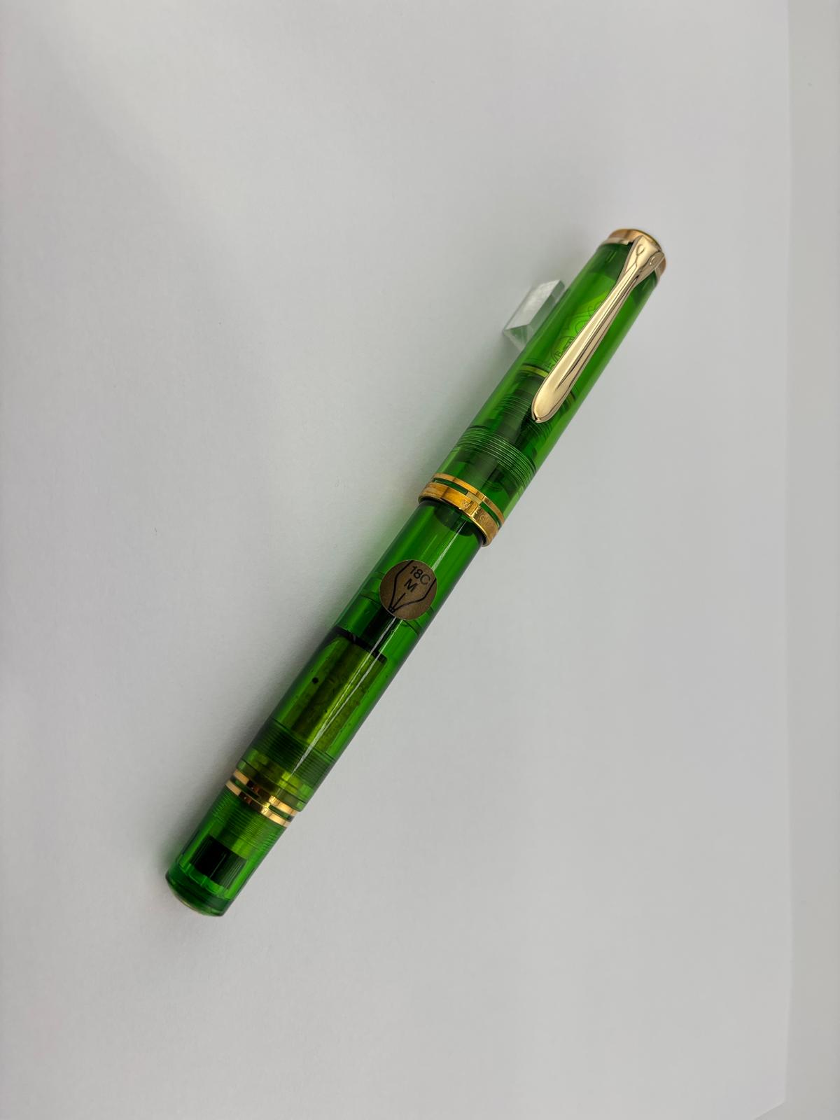 Pelikan M800 - The Original Transparent Green Demonstrator Limited Edition Fountain Pen (Circa 1995) - Fine 14C Gold Nib