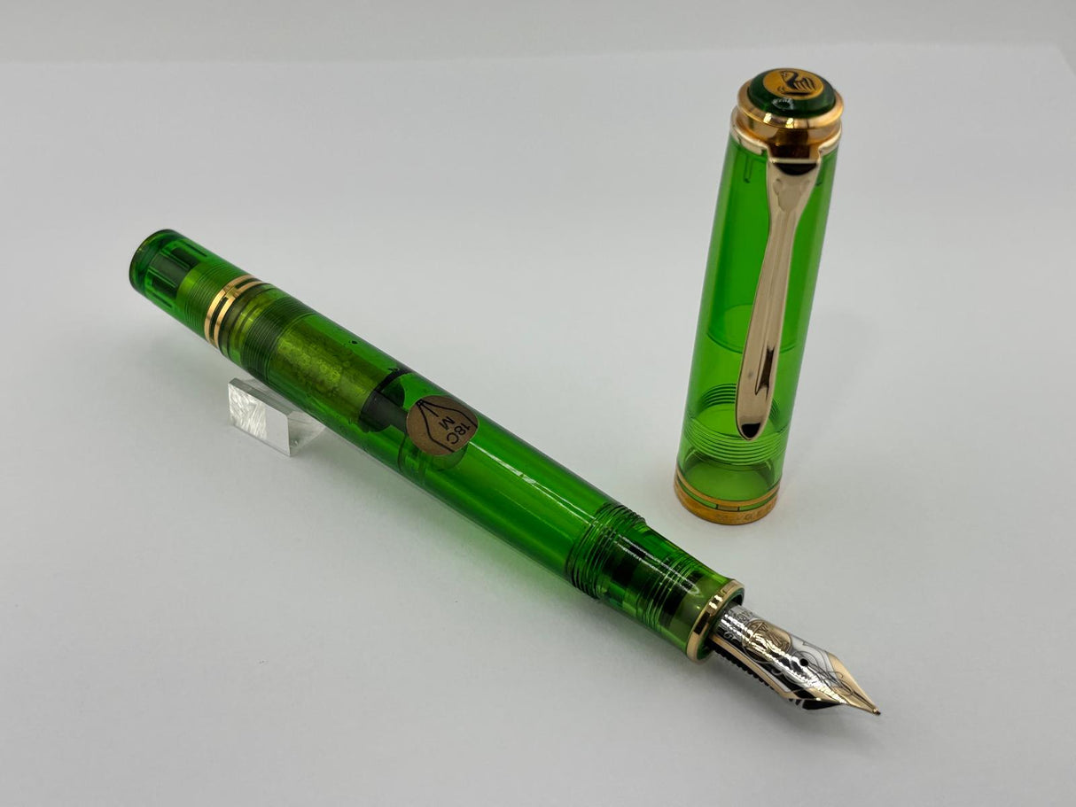 Pelikan M800 - The Original Transparent Green Demonstrator Limited Edition Fountain Pen (Circa 1995) - Fine 14C Gold Nib