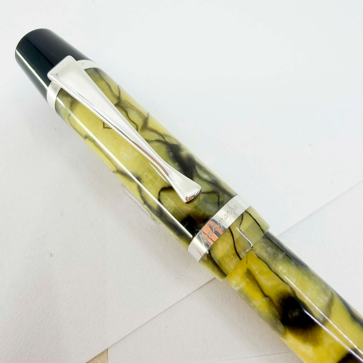 Montegrappa Nazionale Indian Rainbow (Lustrous Amber & Black) Celluloid Limited Edition Fountain Pen - Flexible Fine 14kt Gold Nib