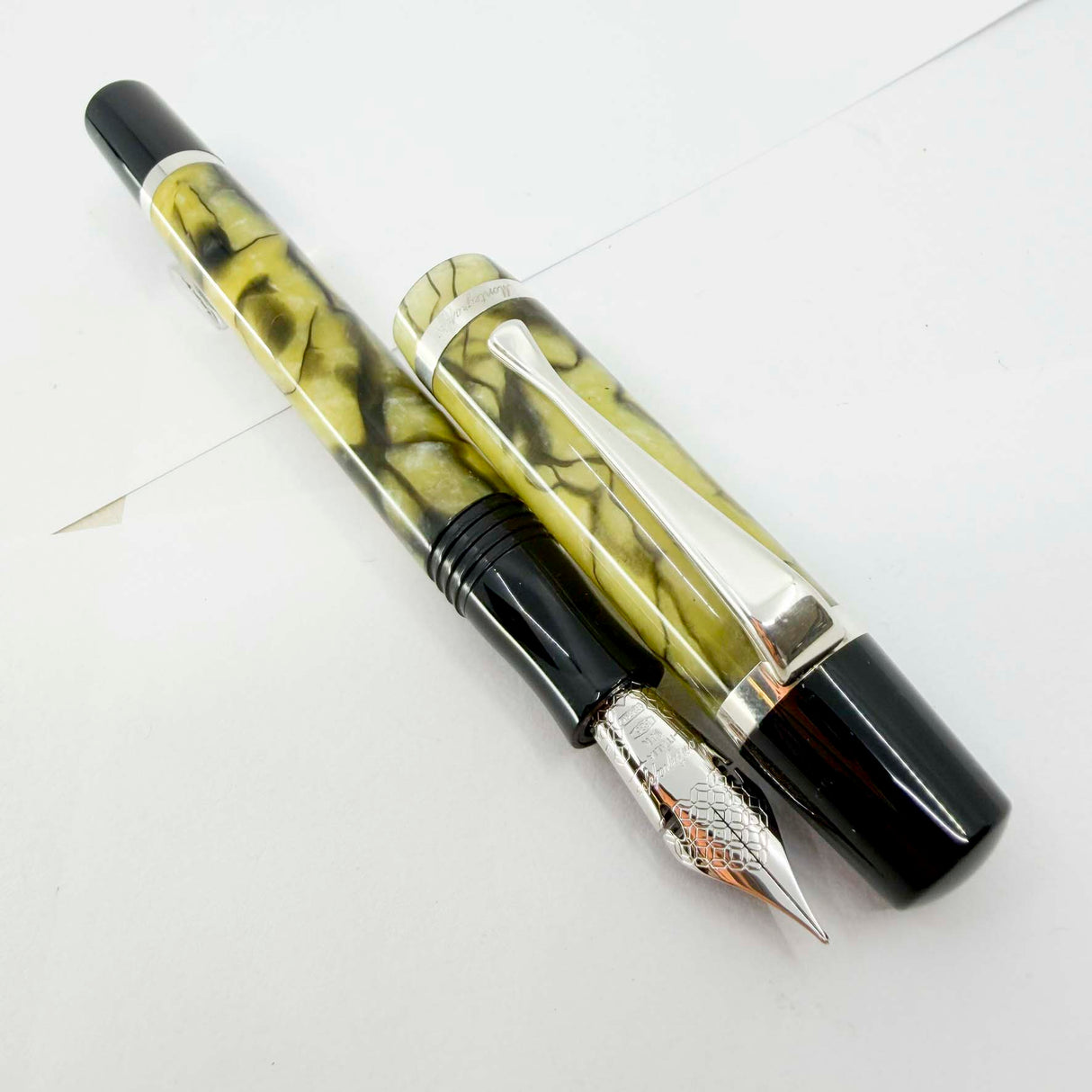 Montegrappa Nazionale Indian Rainbow (Lustrous Amber & Black) Celluloid Limited Edition Fountain Pen - Flexible Fine 14kt Gold Nib
