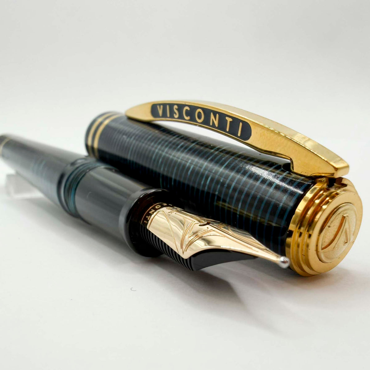 Visconti Honors the 90th Anniversary of Italy's Iconic Corsani Pen Shop Realized in the Final Stock of the Blue "Wall Street" Layered Celluloid Fountain Pen - Broad 14kt Gold Nib - An Edition of Only 20 Pens!