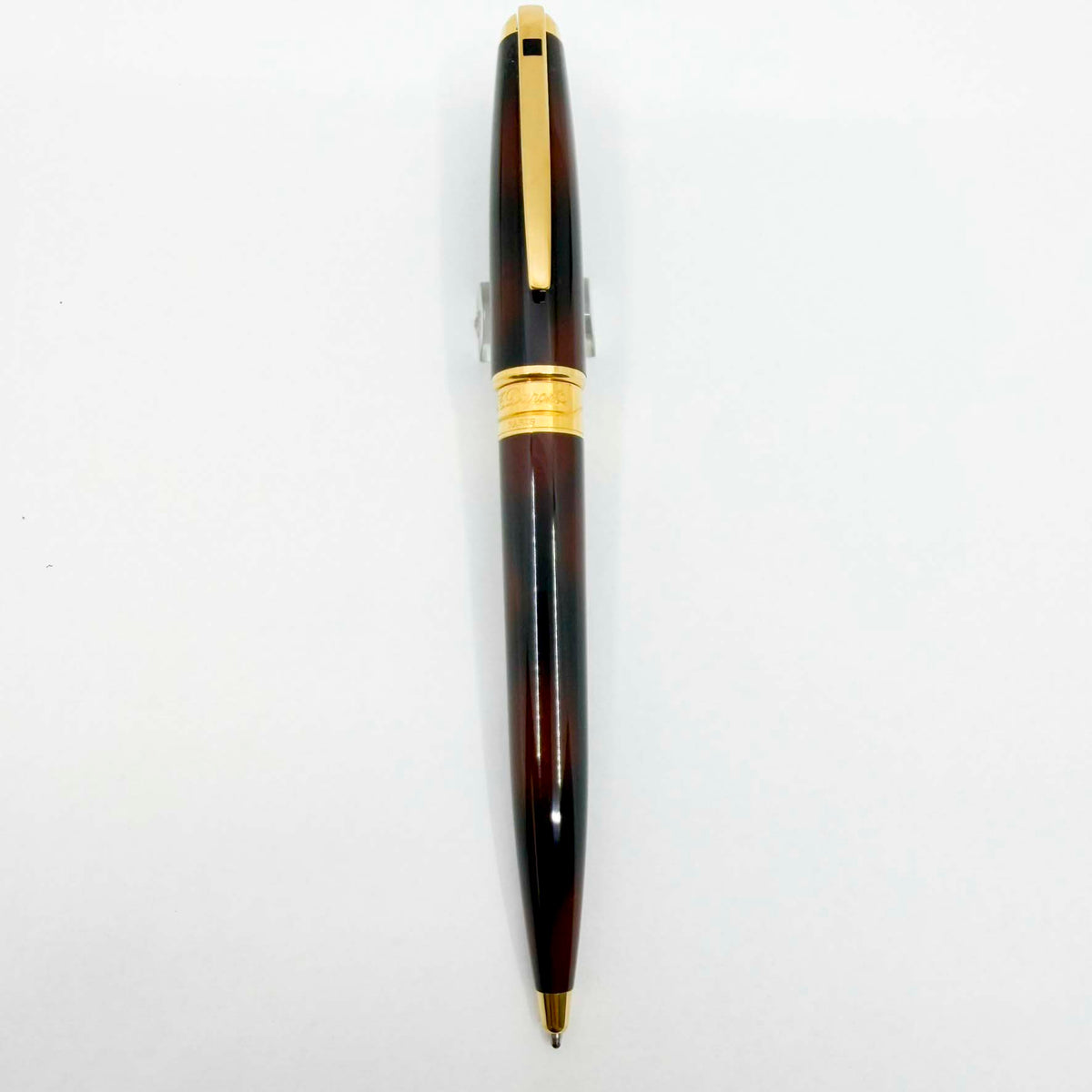 S.T. DuPont Orpheo Laque Ecaille Ballpoint Pen - Marbled Black & Burnished Burgundy Laque