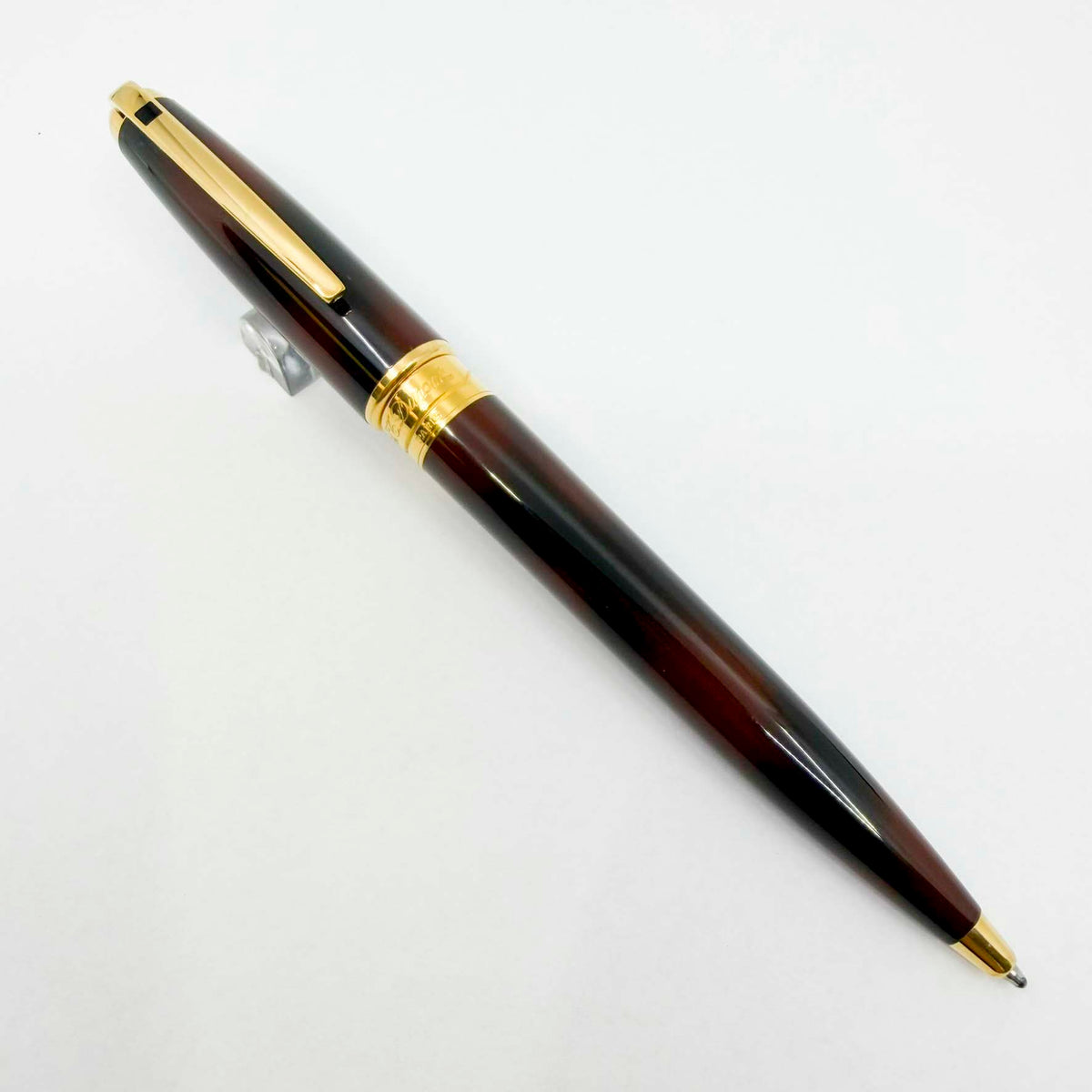 S.T. DuPont Orpheo Laque Ecaille Ballpoint Pen - Marbled Black & Burnished Burgundy Laque