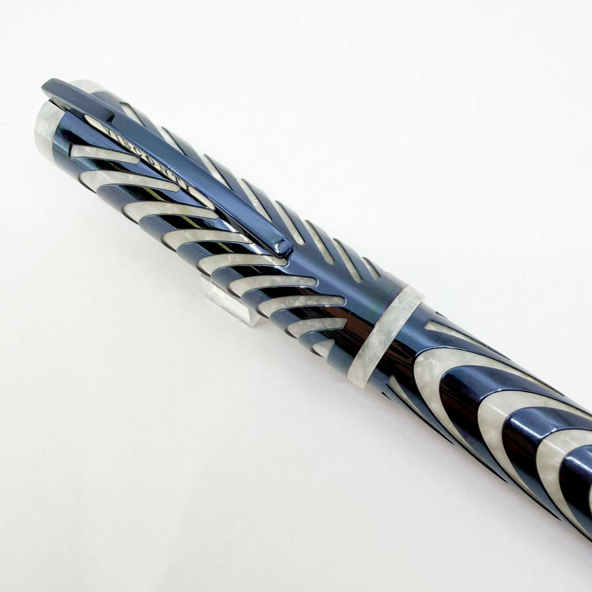 Visconti Ripple Silver Metallic Blue Limited Edition Fountain Pen - Medium 18kt Gold Nib