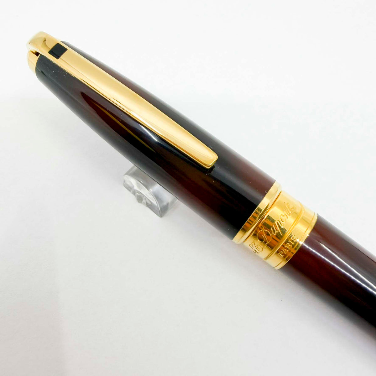 S.T. DuPont Orpheo Laque Ecaille Ballpoint Pen - Marbled Black & Burnished Burgundy Laque