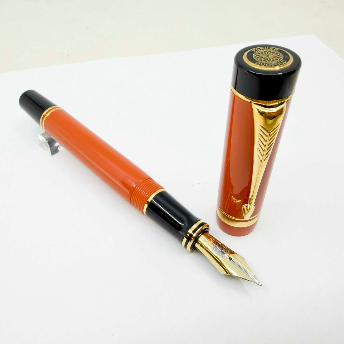 Parker "Big Red" (Orange) Duofold Centennial (Largest Size) Fountain Pen - Medium 18kt Gold Nib