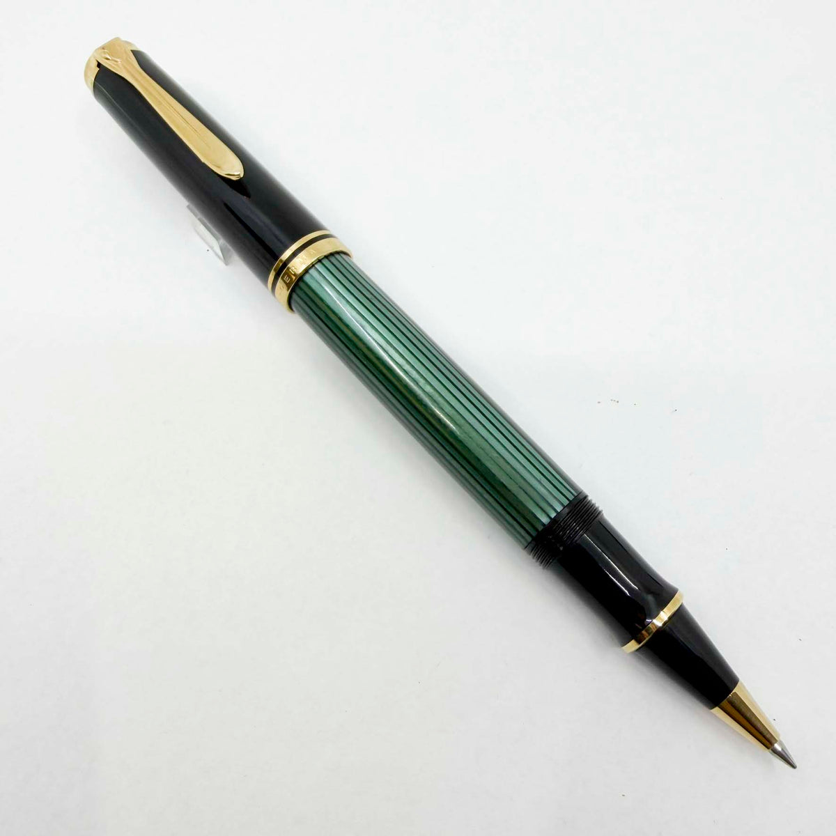 Pelikan Early R800 Green Striped Barrel Rollerball Pen - Made In West Germany