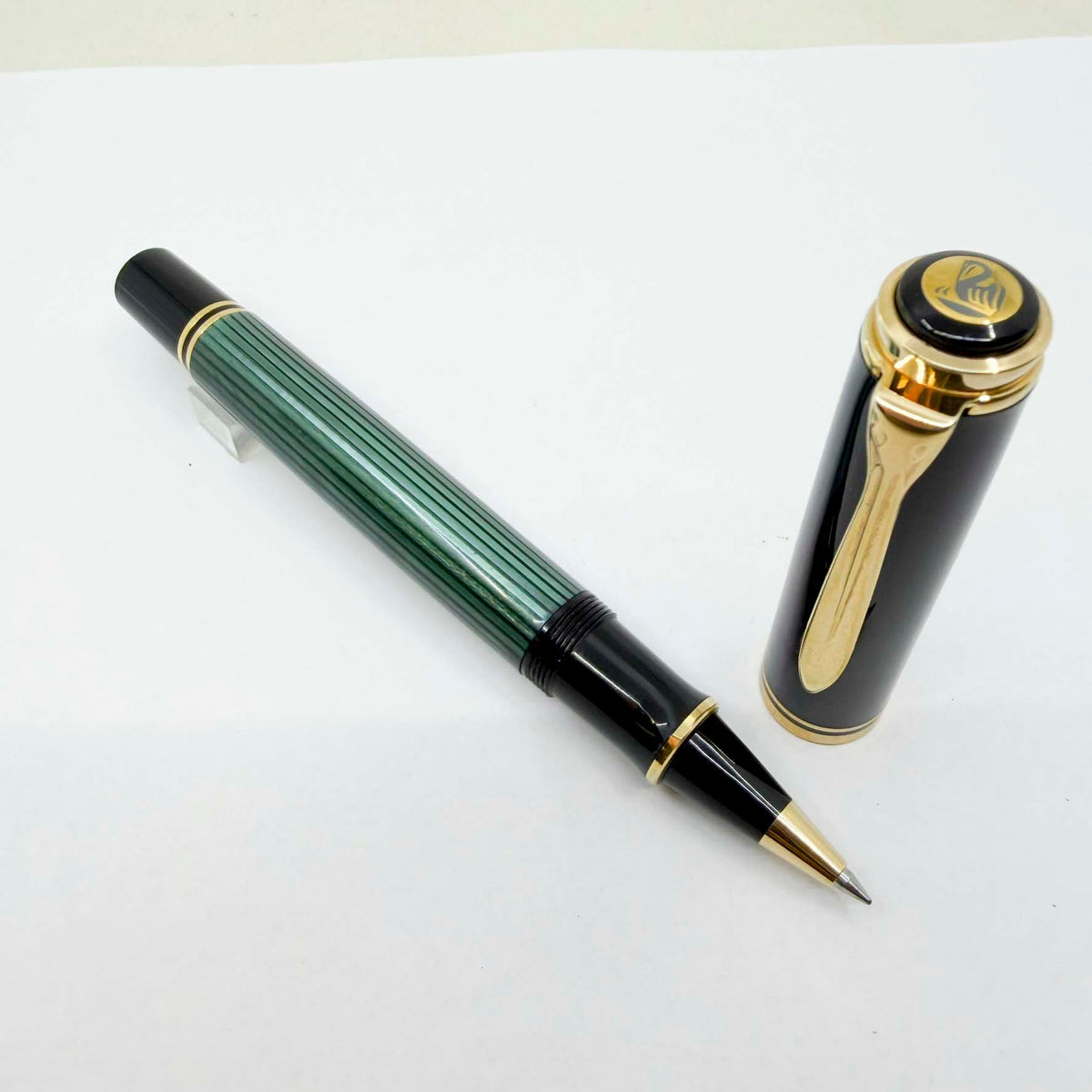 Pelikan Early R800 Green Striped Barrel Rollerball Pen - Made In West Germany