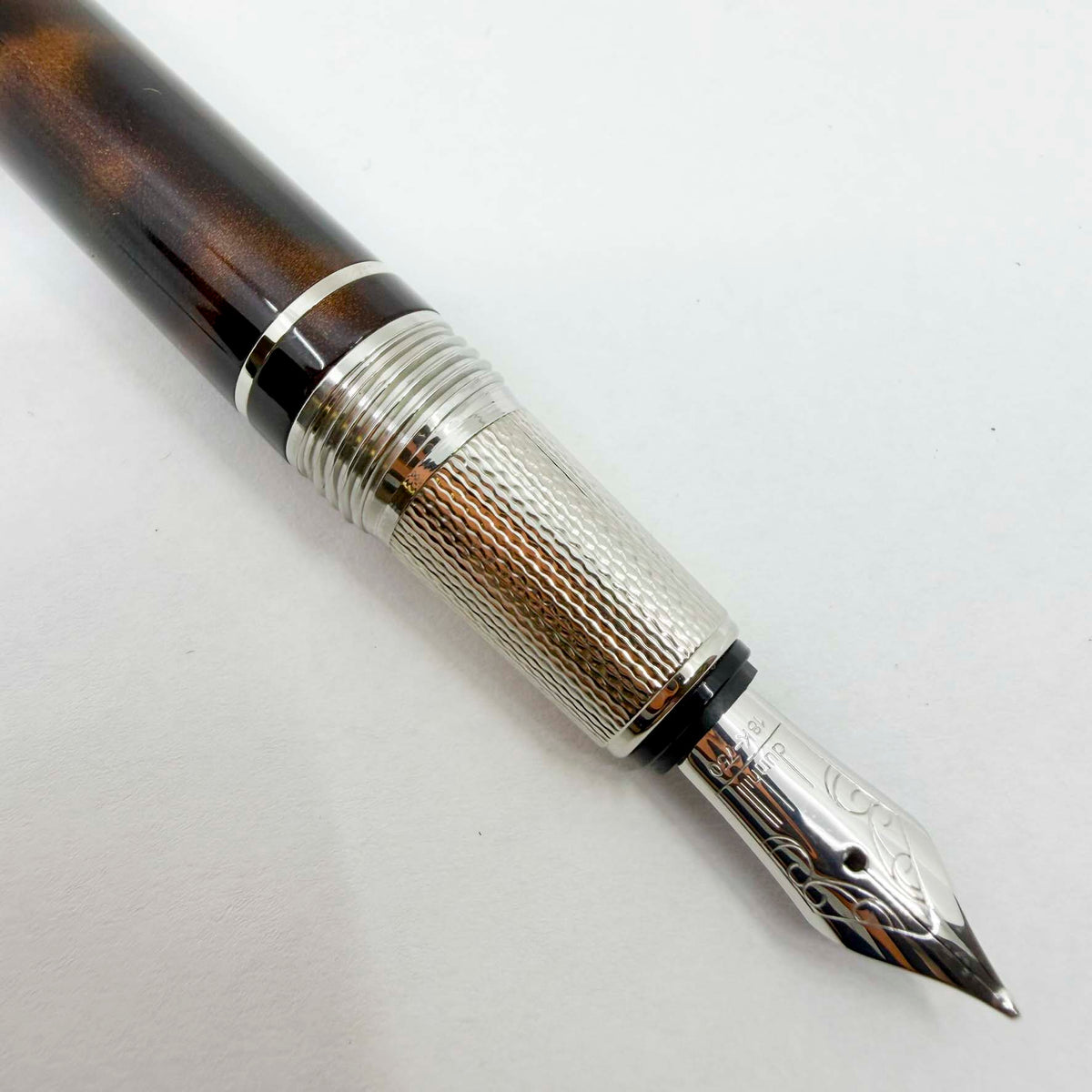 Dunhill Sidecar Tortoiseshell Lacquer Fountain Pen - Medium 18kt Gold Nib - MINT