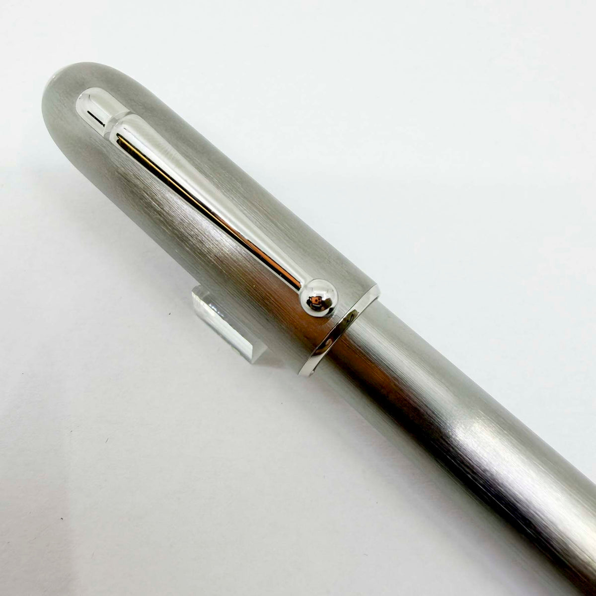 Dunhill Sidecar Brushed Stainless Steel Fountain Pen - Medium 18kt Gold Nib - MINT