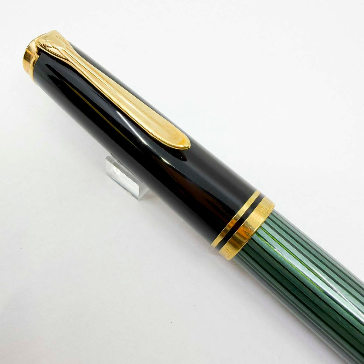 Pelikan M800 Green Striped Fountain Pen - Early Model "W. Germany" On Cap Band - Medium 18kt "PF" Nib