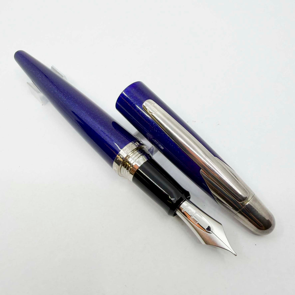 Dunhill AD2000 Cobalt Blue Galaxy Fountain Pen - Medium 18kt Gold Nib (Writes "Fine" As Pilot Pen Produced The Nib)