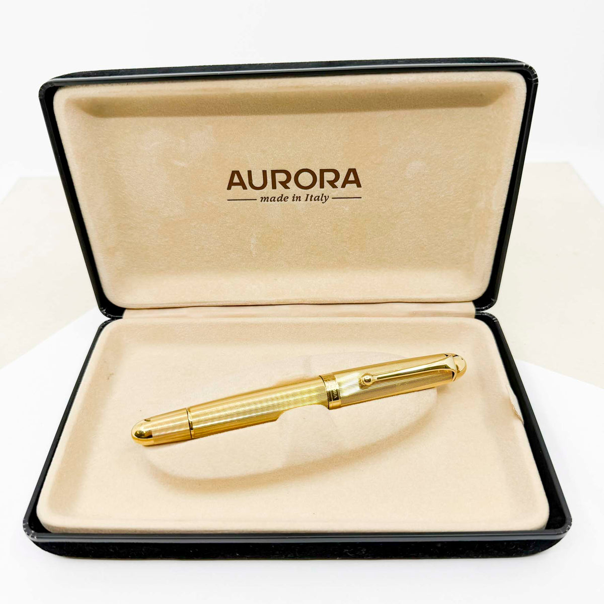 Aurora Large #88 Fully Gold-Plated Fountain Pen - Fine 14kt Gold Nib - RARE In Full Gold-Plated