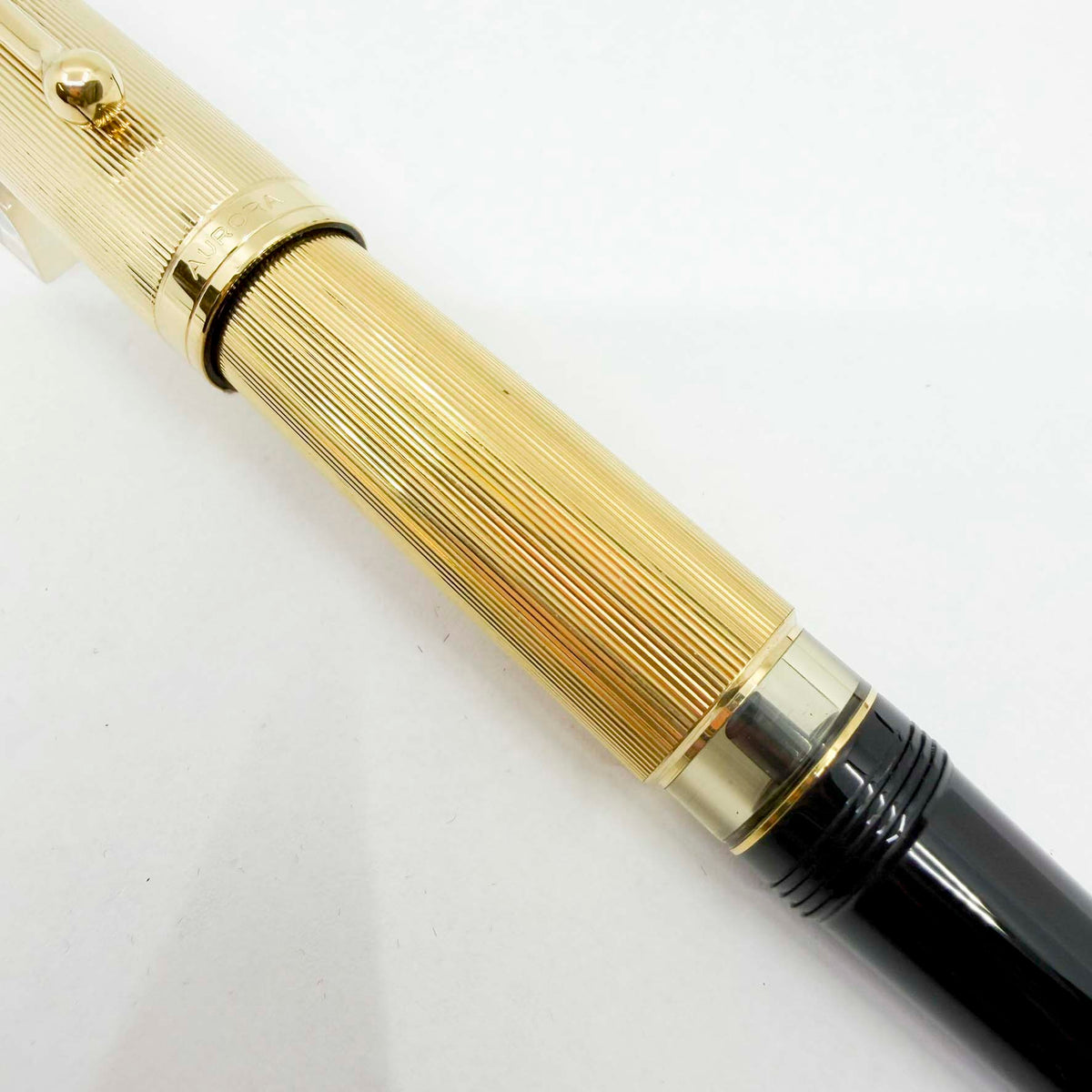 Aurora Large #88 Fully Gold-Plated Fountain Pen - Fine 14kt Gold Nib - RARE In Full Gold-Plated