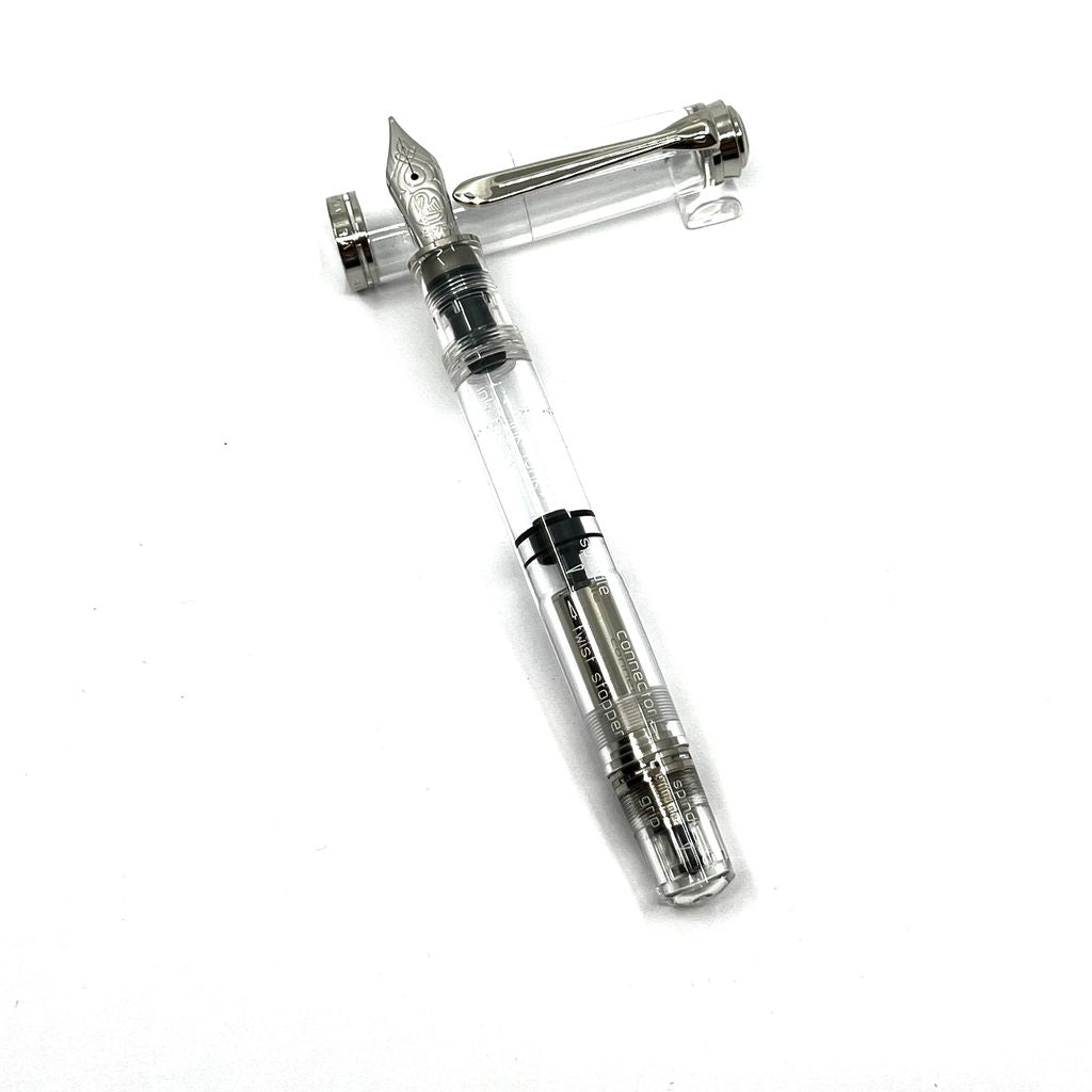 Pelikan M805 Clear Demonstrator Fountain Pen With Markings Of Pen Parts