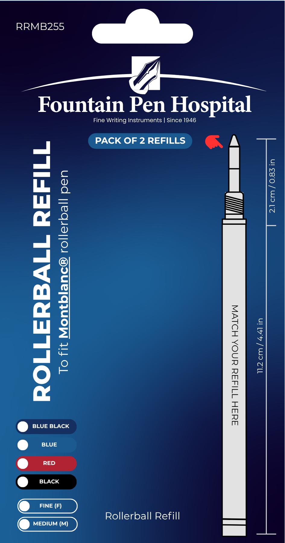 Rollerball Pen Refill by FPH - Fits Montlblanc (Pack of 2)