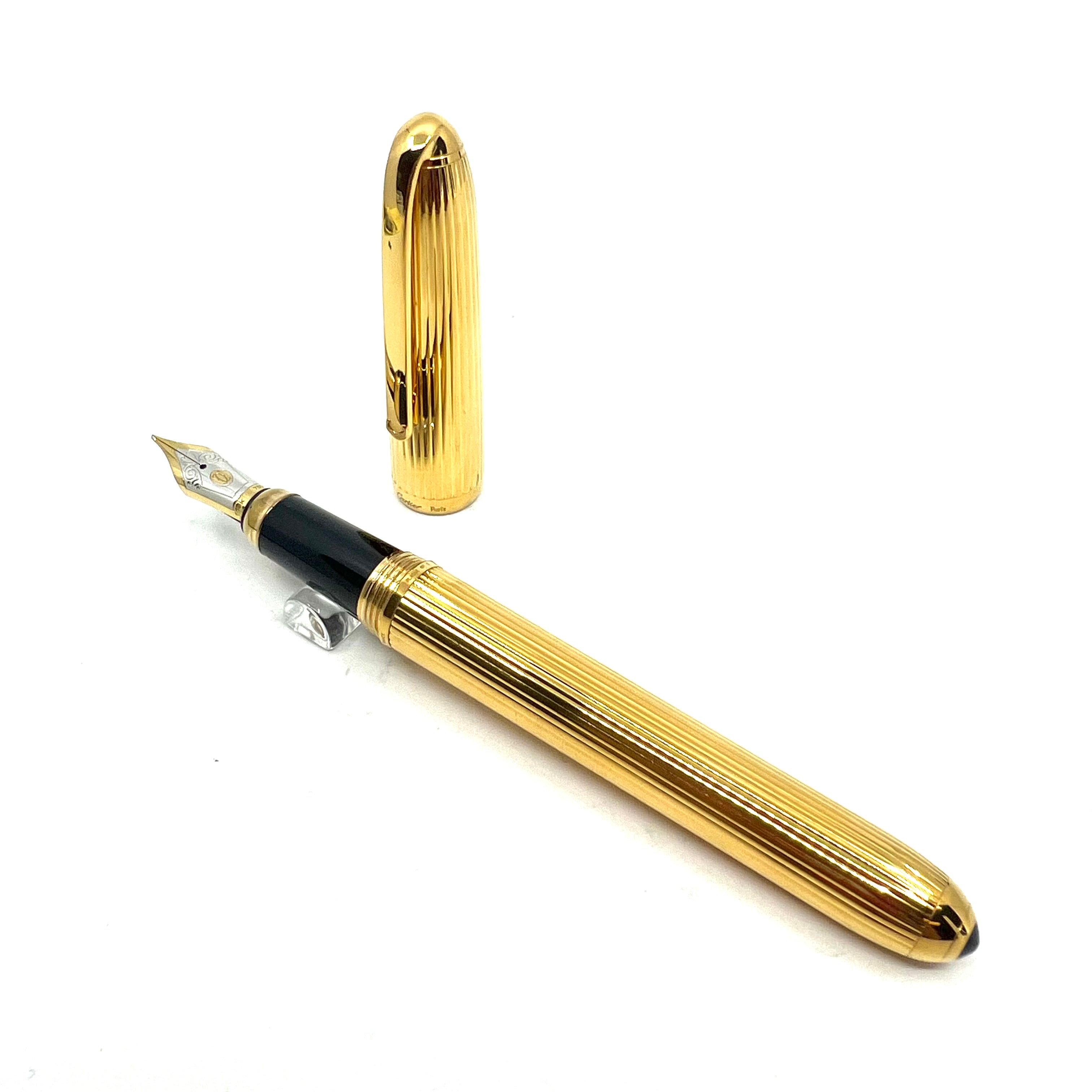 Cartier ゴールド 万年筆 専用ケース付き Louis Cartier Gold Plated FP, 18K M Nib-Exc. Condition | eBay