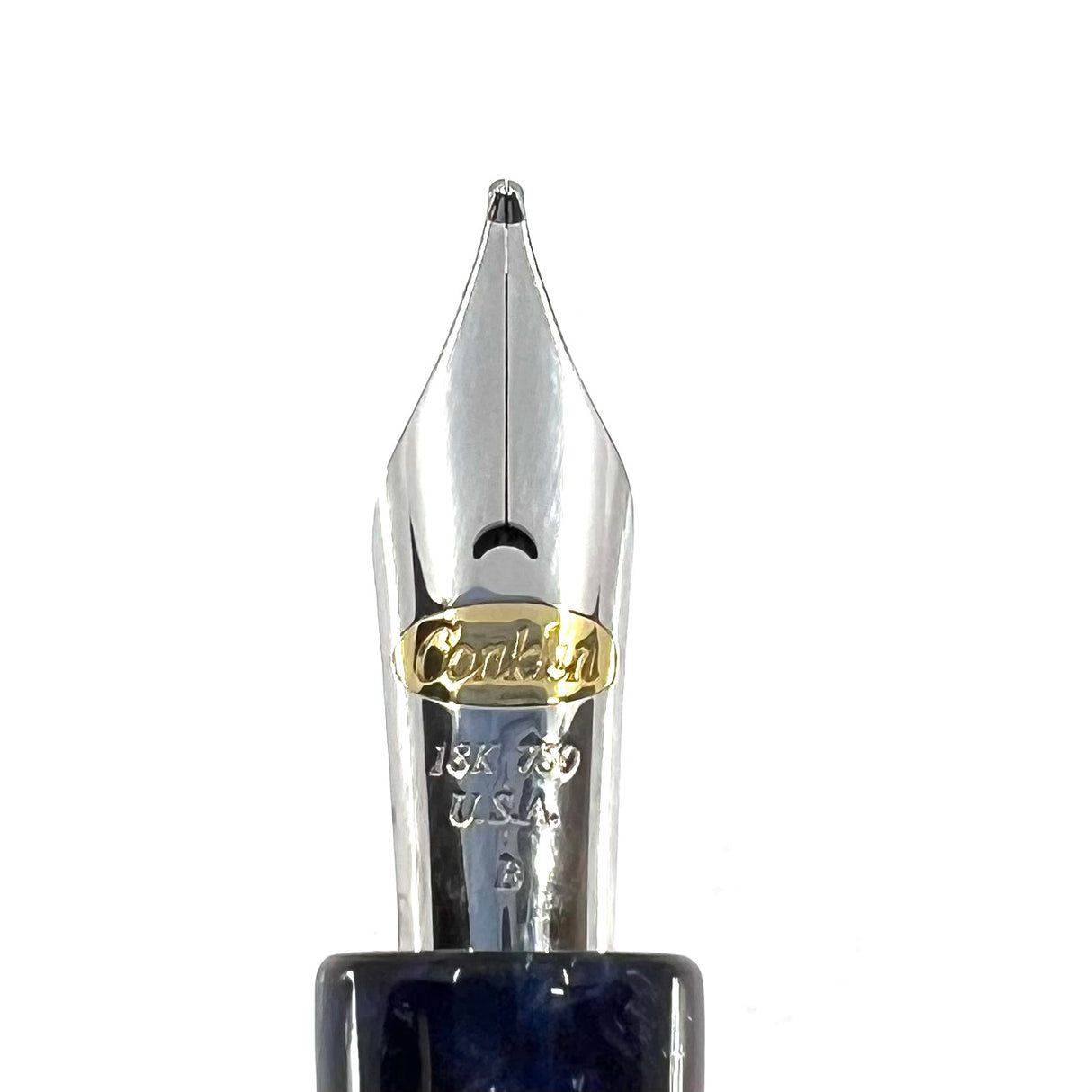 Conklin Nozac Word Gauge Demonstrator Blue and Red Celluloid (made by Visconti circa 2006) i-  Broad 18kt Gold Nib