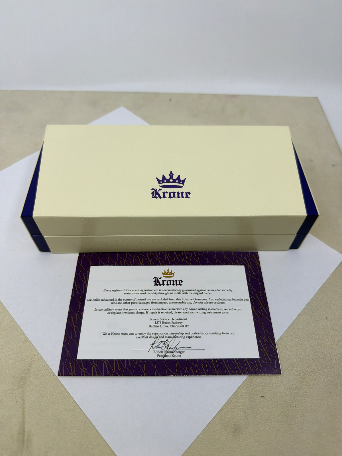 Krone Sterling Silver Large Fountain Pen - Alternating Smooth & Barleycorn Panels - Fine 18kt Gold Nib