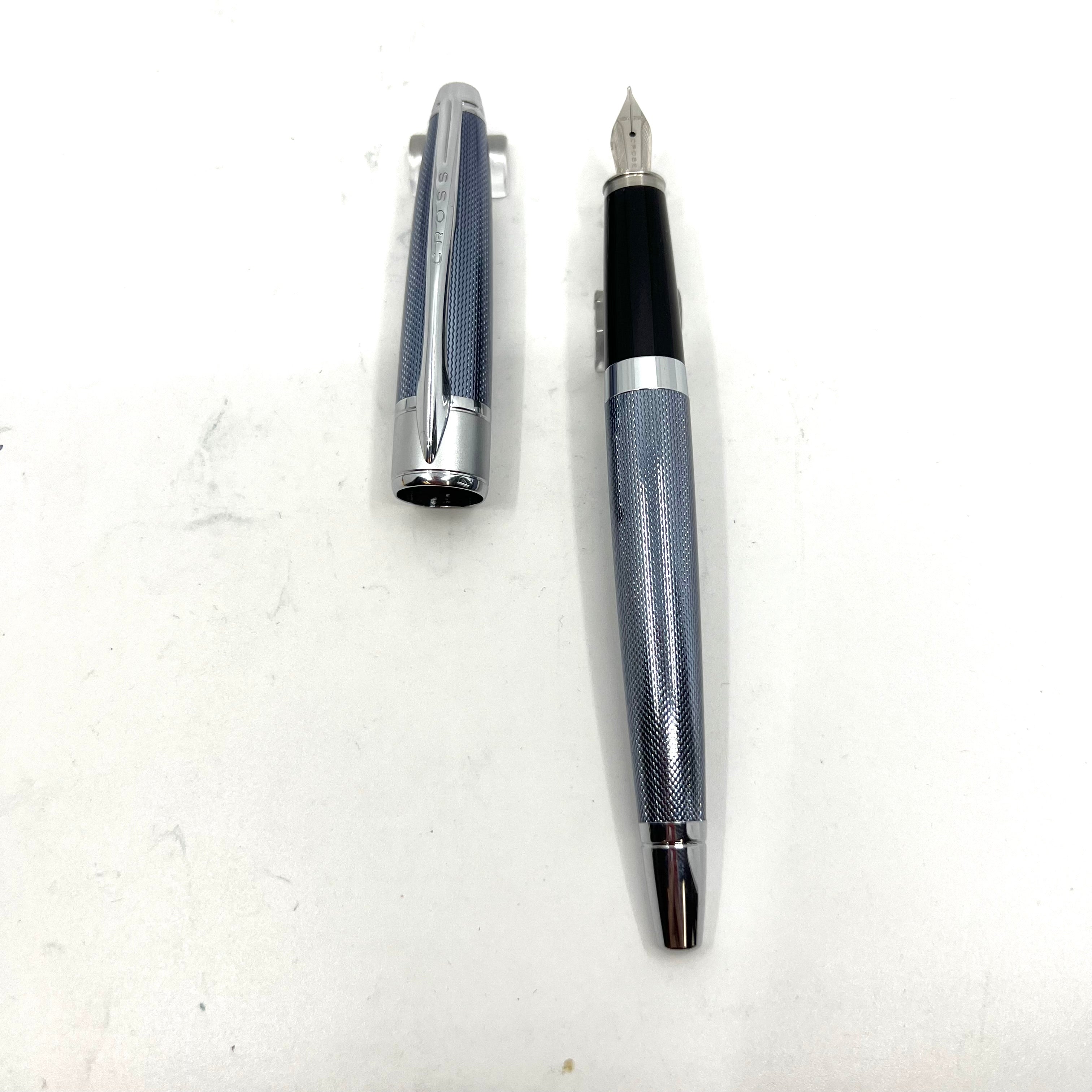 Cross Apogee Barleycorn Blue Frosty Steel Fountain Pen – Fountain